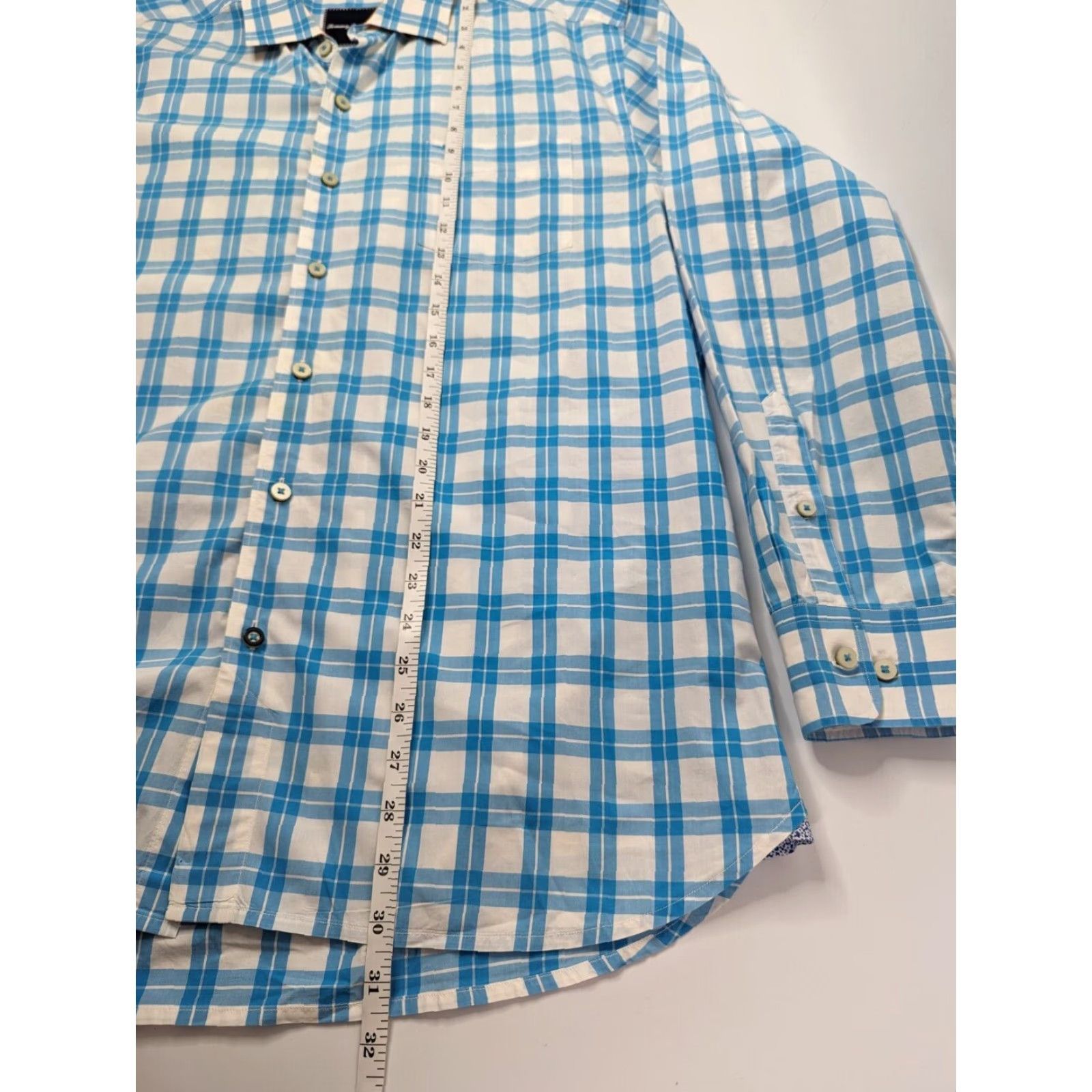 Tommy Bahama Tommy Bahama Blue Checkered Pima Cotton Long Sleeve Button Up Shirt Mens Large Size US L / EU 52-54 / 3 - 5 Thumbnail