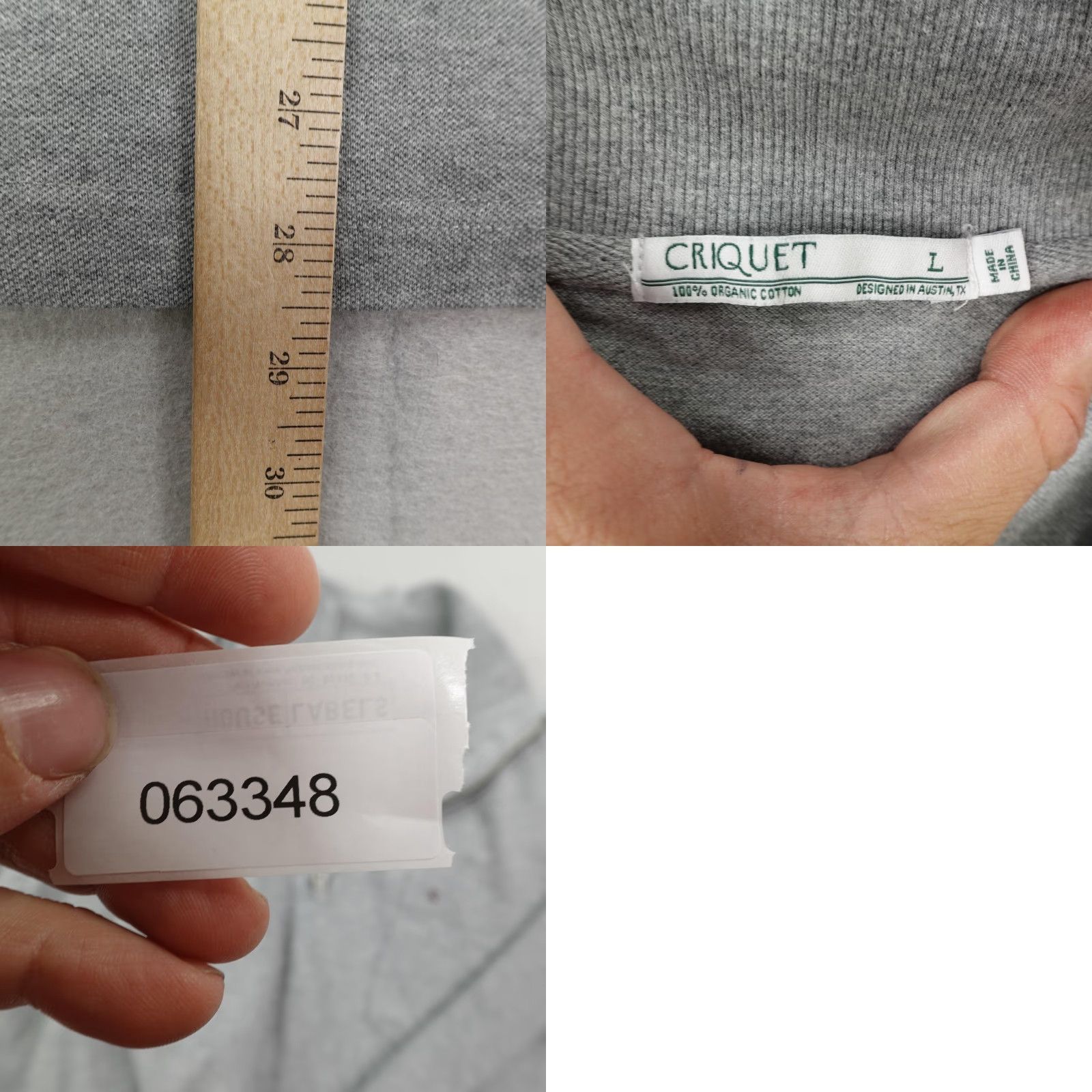 Vintage Criquet Sweater Mens Large Gray Organic Cotton 1/4 Zip Mock Neck Knit Outdoor Pullover Casual Size US L / EU 52-54 / 3 - 8 Thumbnail
