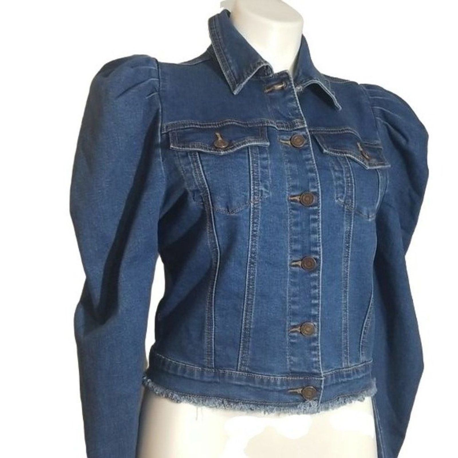 Other Denimland Tiger Rose Puff Shoulder Denim Jacket Size M / US 6-8 / IT 42-44 - 5 Thumbnail