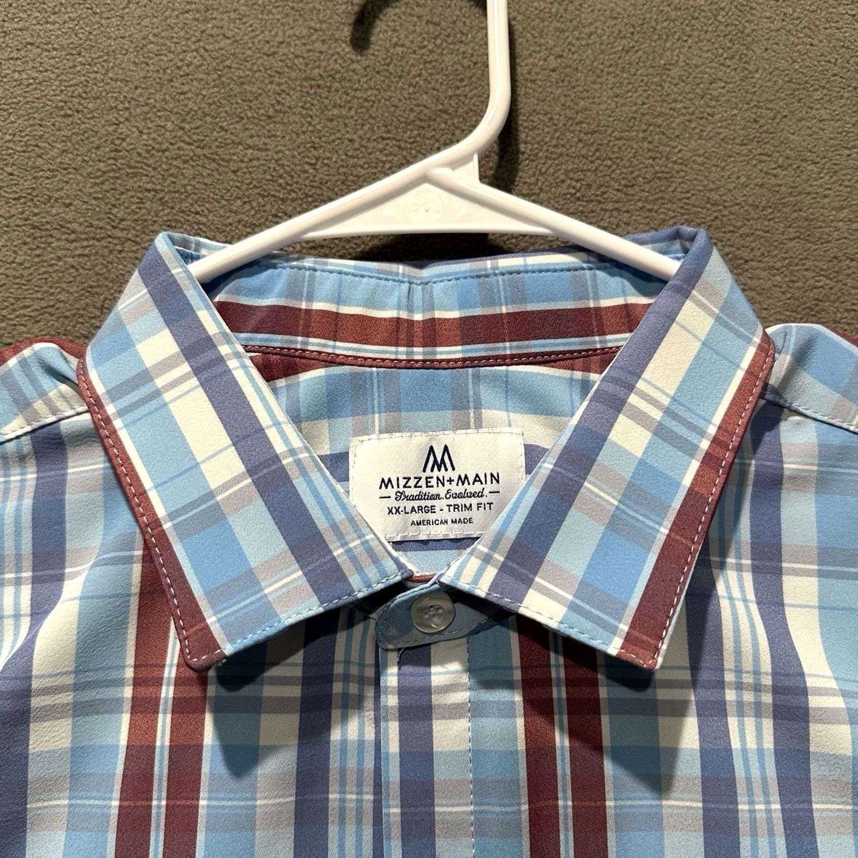 Mizzen+Main Mizzen+Main Shirt Mens 2XL Blue Plaid Button-Up Long Sleeve EUC Size US XXL / EU 58 / 5 - 3 Thumbnail