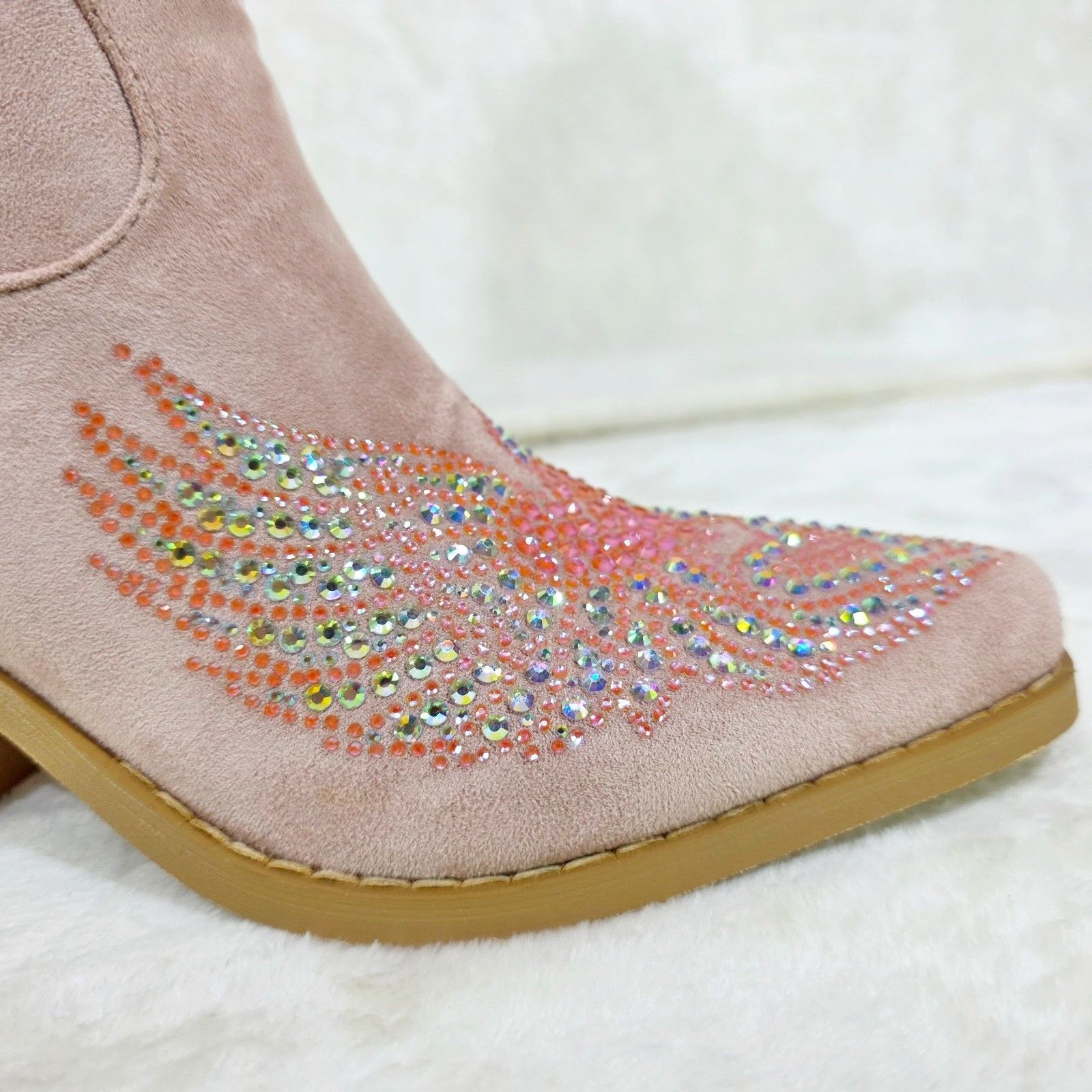Other Angel Wings Dusty Pink Rhinestone Country Western Cowgirl K Size US 12 / IT 42 - 9 Thumbnail