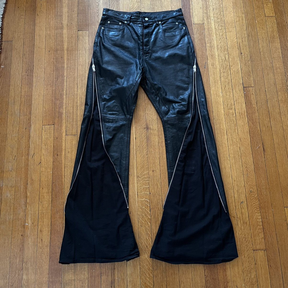 Rick Owens Leather Bolan Banana Zip Pants EDFU SS23