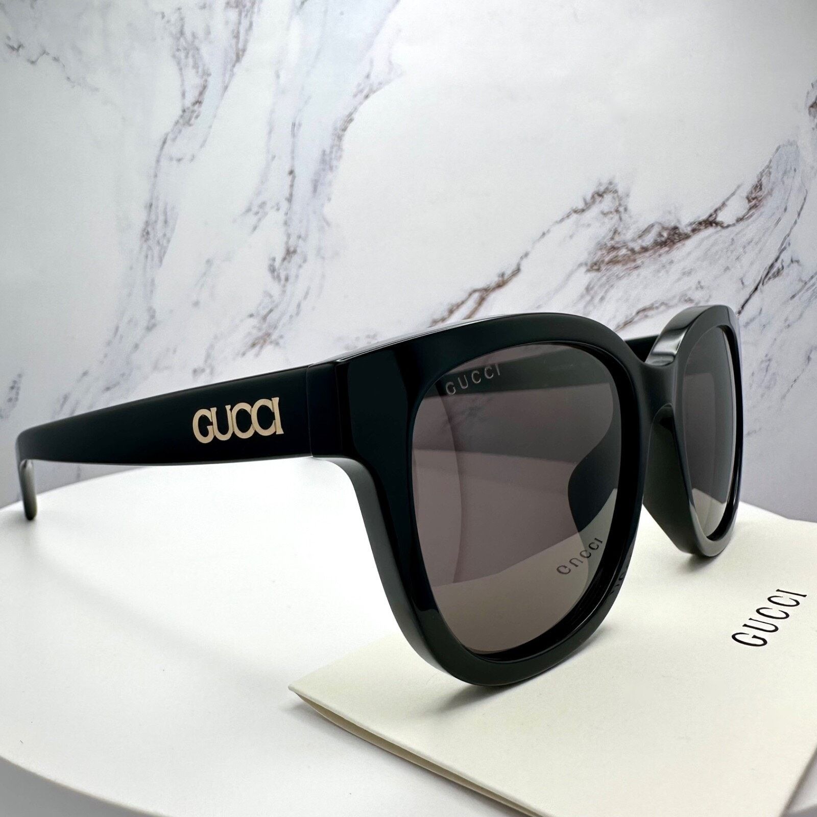 Gucci New GUCCI Sunglasses 2025 Collection Black 55mm Round Size ONE SIZE - 15 Thumbnail