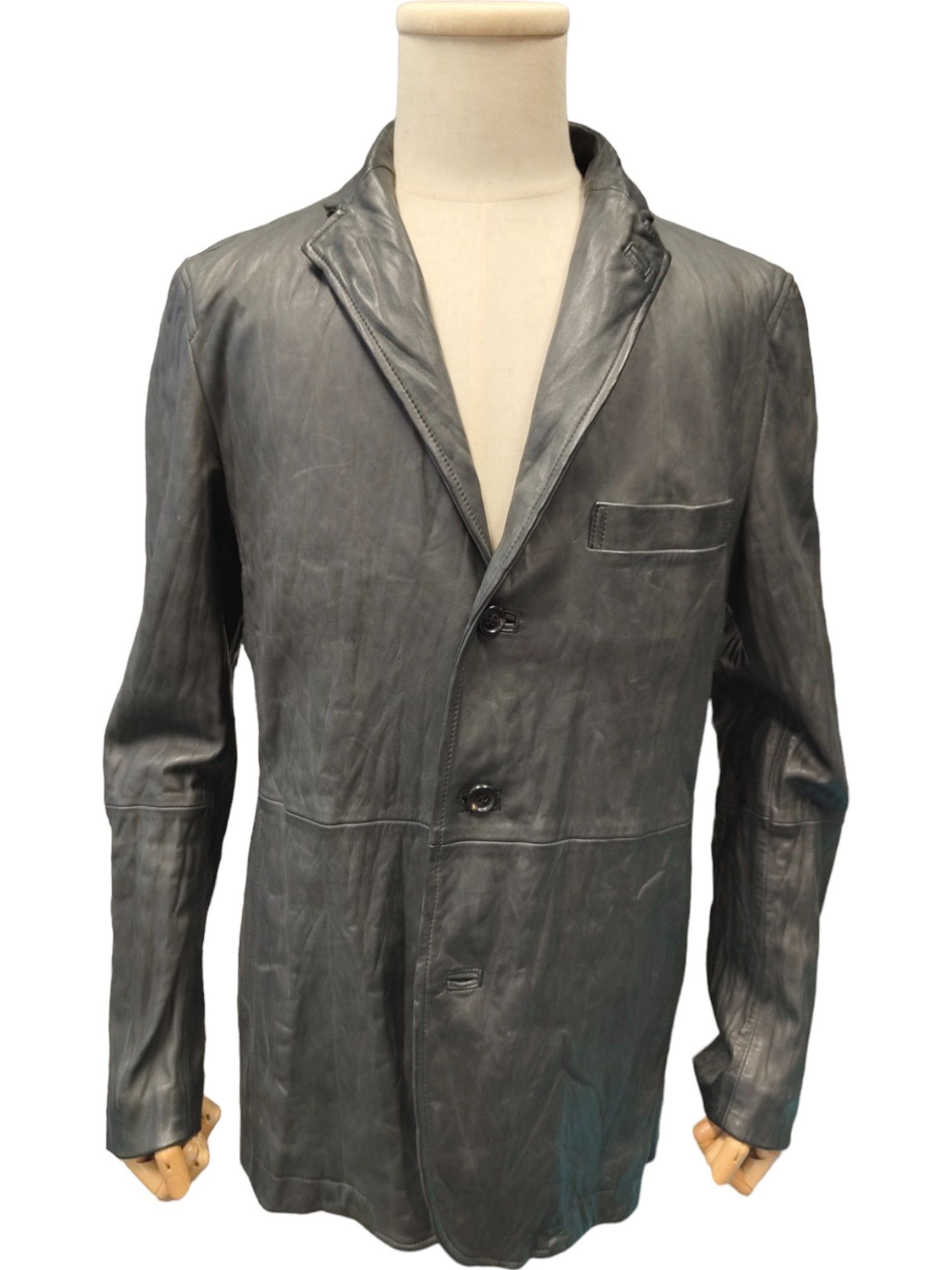 Issey Miyake Issey Miyake Grey Leather Blazer Coat Size US XL / EU 56 / 4 - 5 Thumbnail