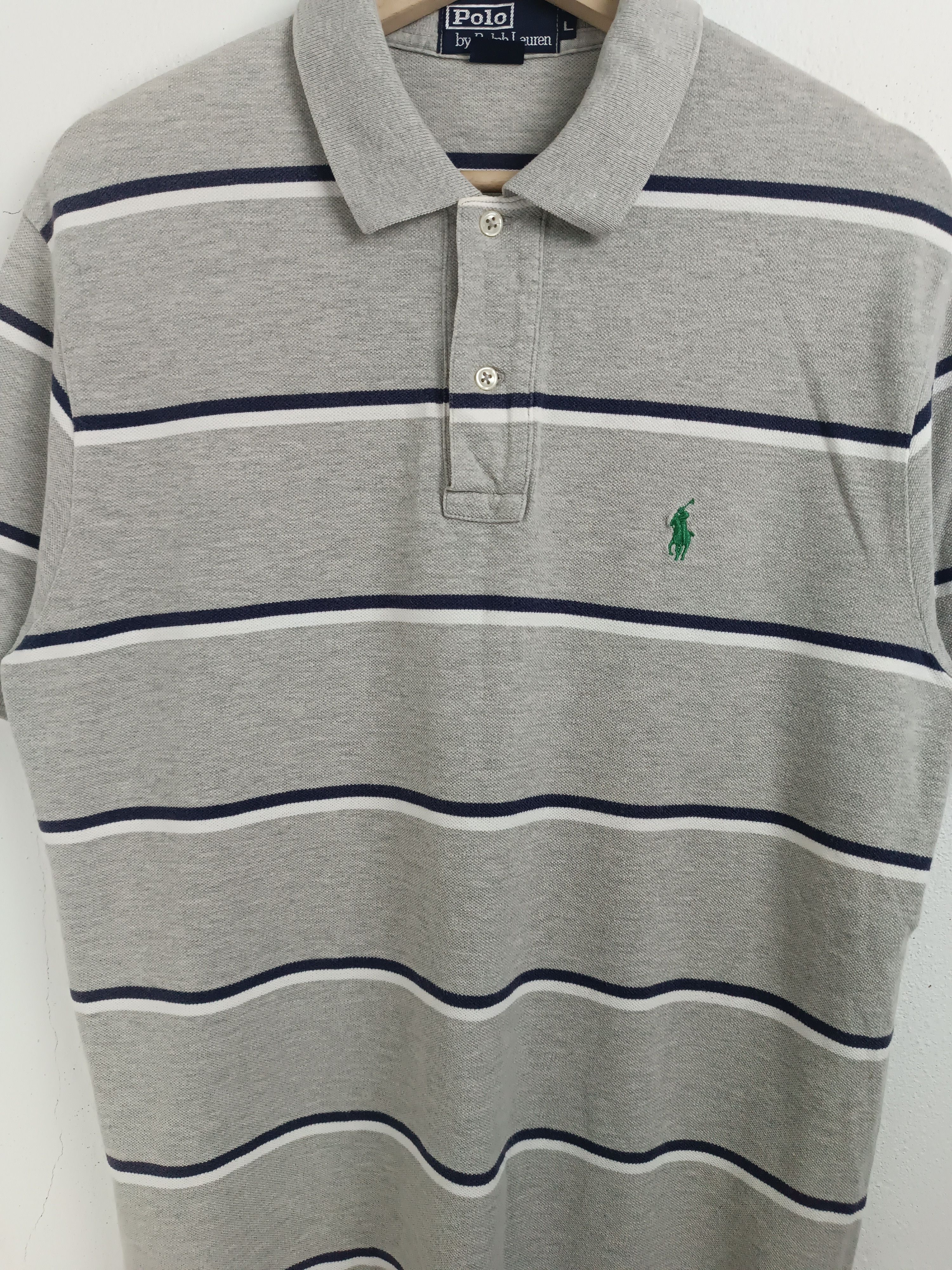 Polo Ralph Lauren VINTAGE POLO RALPH LAUREN STRIPES TEE GRAY VERY RARE Size US L / EU 52-54 / 3 - 7 Thumbnail