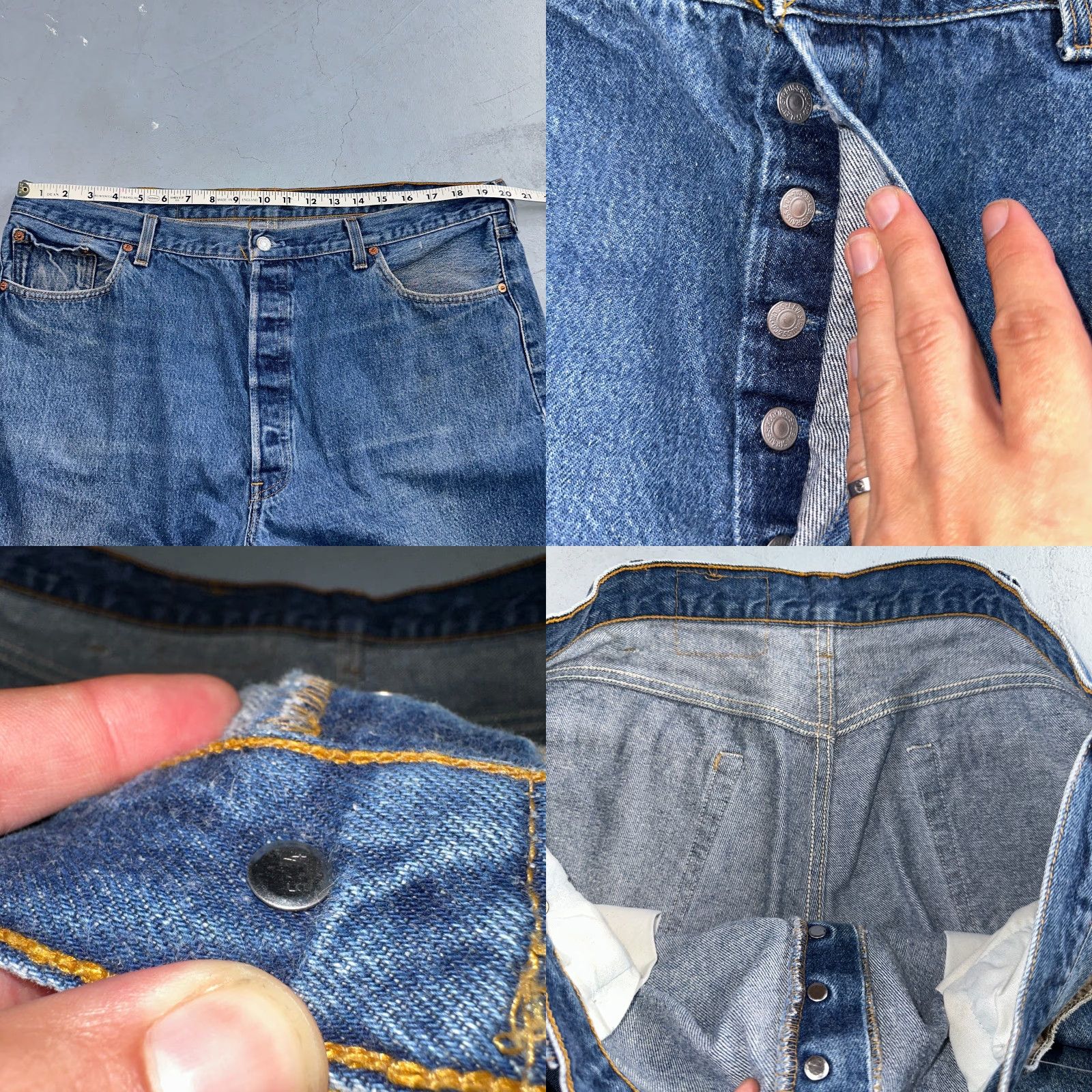 Levi's VINTAGE Levi's 501 Jeans Straight Blue 44x32 Mens Regular 90s USA 5-Pocket Denim Button 44x32 Men’s Jeans Size US 44 / EU 60 - 8 Thumbnail