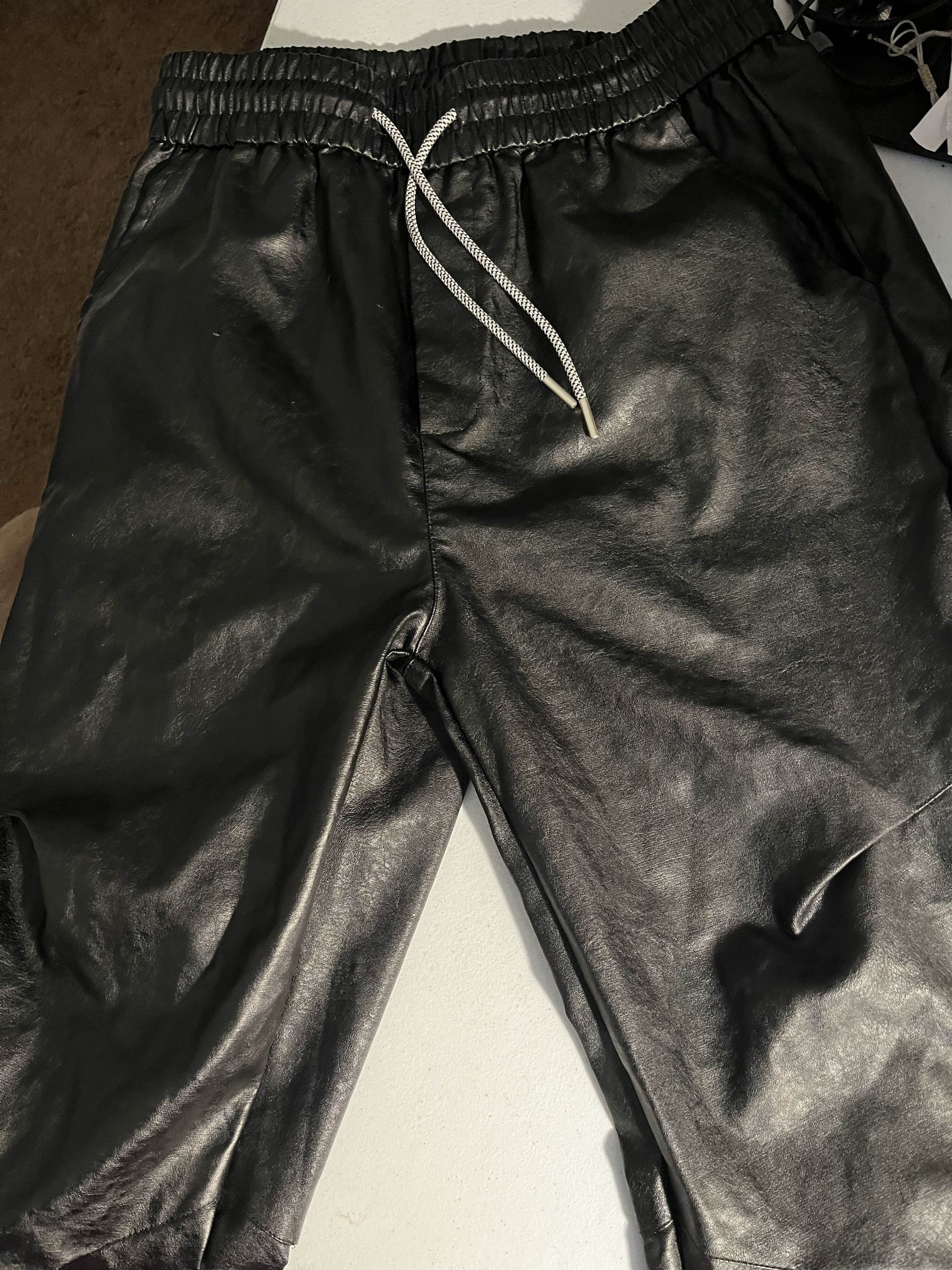 Other Men's Chic Loose Fit Faux Leather Pants, Streetwear Size US 32 / EU 48 - 2 Thumbnail