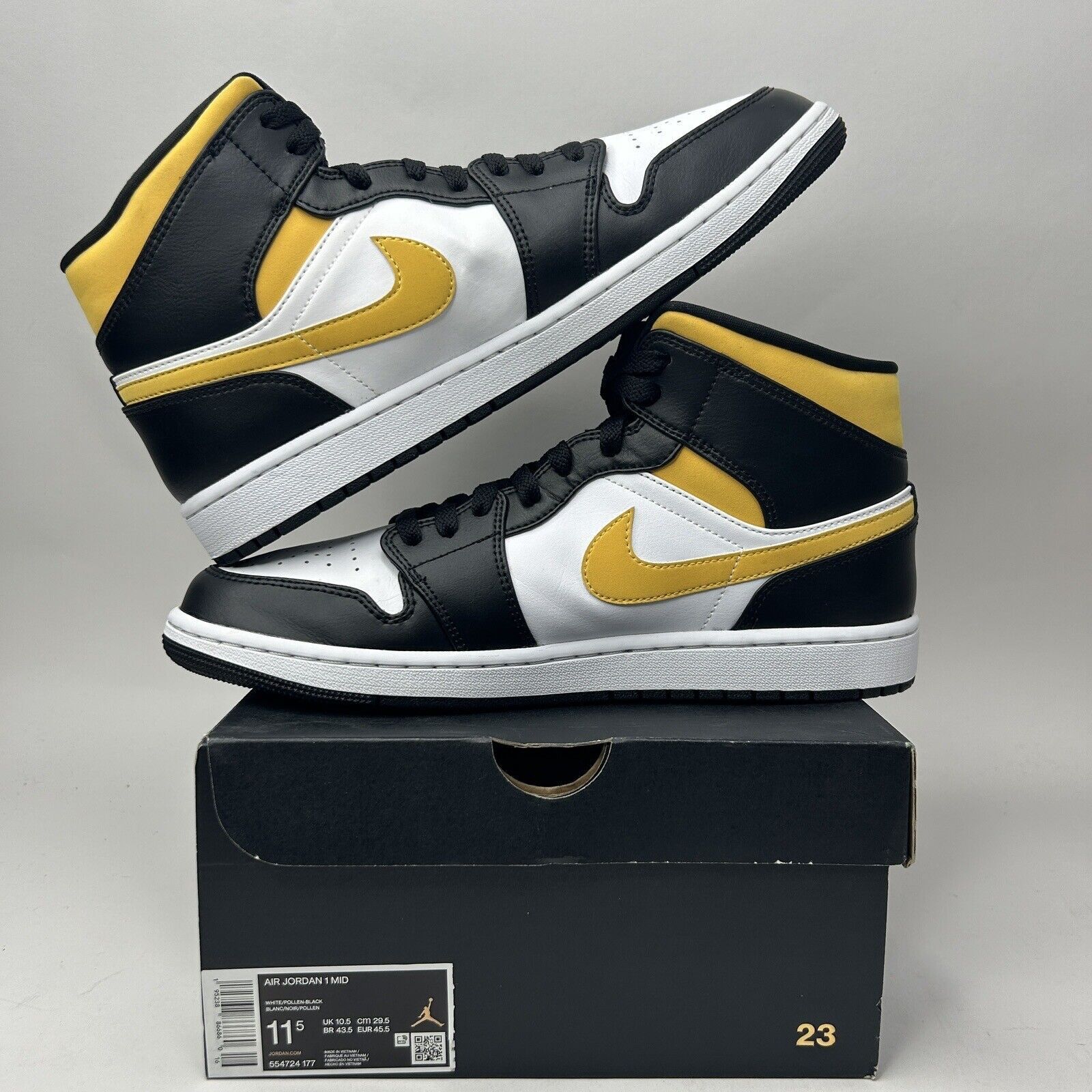 Nike Nike Air Jordan 1 Retro Mid “Pollen/Black University Gold” Size US 11.5 / EU 44-45 - 2 Thumbnail