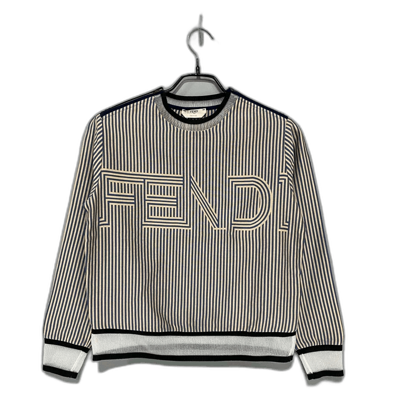 Fendi Fendi Striped Logo Sweatshirt in Beige Size S / US 4 / IT 40 - 1 Thumbnail