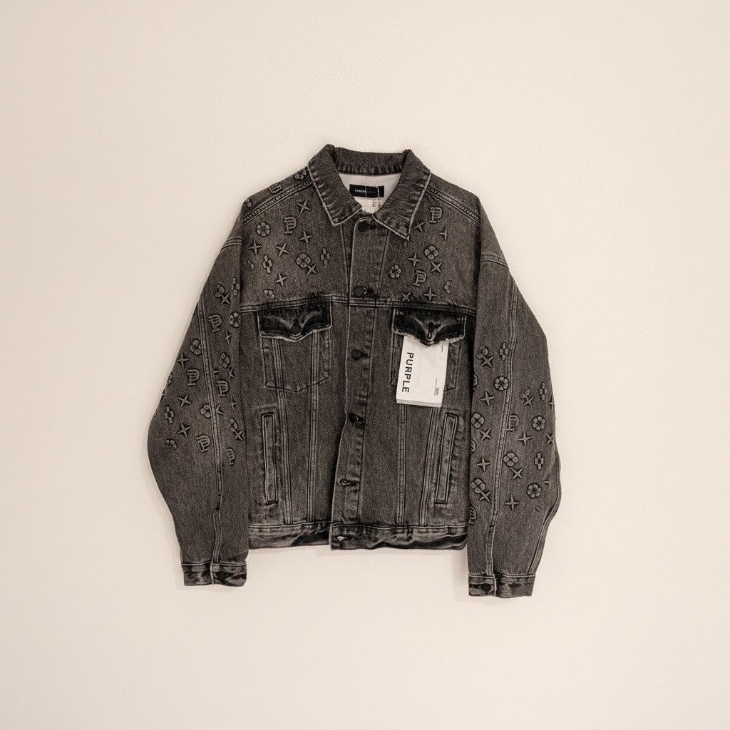 Purple Brand Purple Brand Men's Embroidered Grey Denim Jacket Size US M / EU 48-50 / 2 - 1 Thumbnail