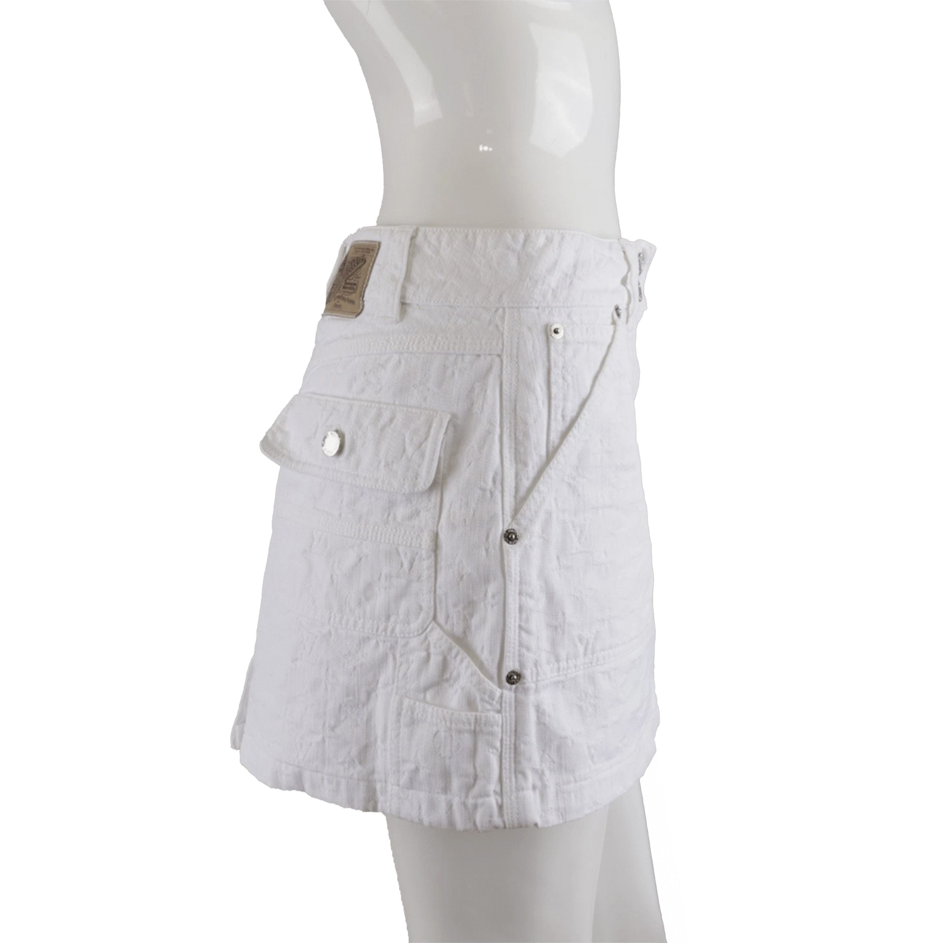 Louis Vuitton Louis Vuitton LV Vintage White Monogram Mini Cargo Skirt Size 30" / US 8 / IT 44 - 3 Thumbnail