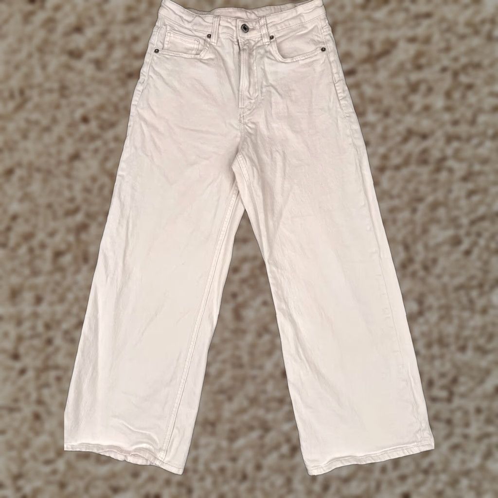 Denime &Denim Jeans White 4 Womens Cotton Denim Cropped High Rise Regular Fit 26x25 Jeans? Size 27" / US 4 / IT 40 - 1 Thumbnail