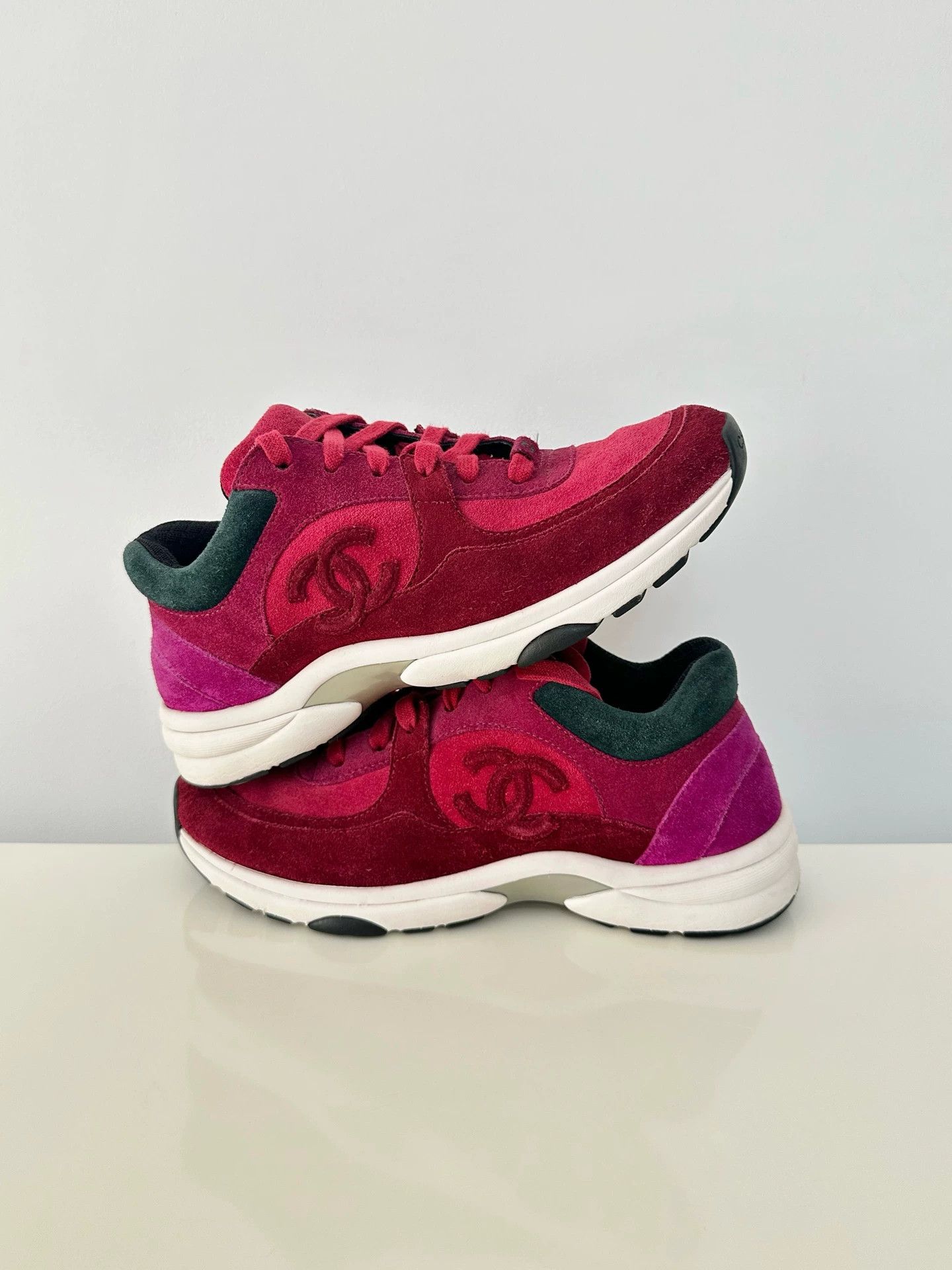 Chanel CHANEL round-toe lace-up low-top wmn burgundy Size US 5 / IT 35 - 5 Thumbnail