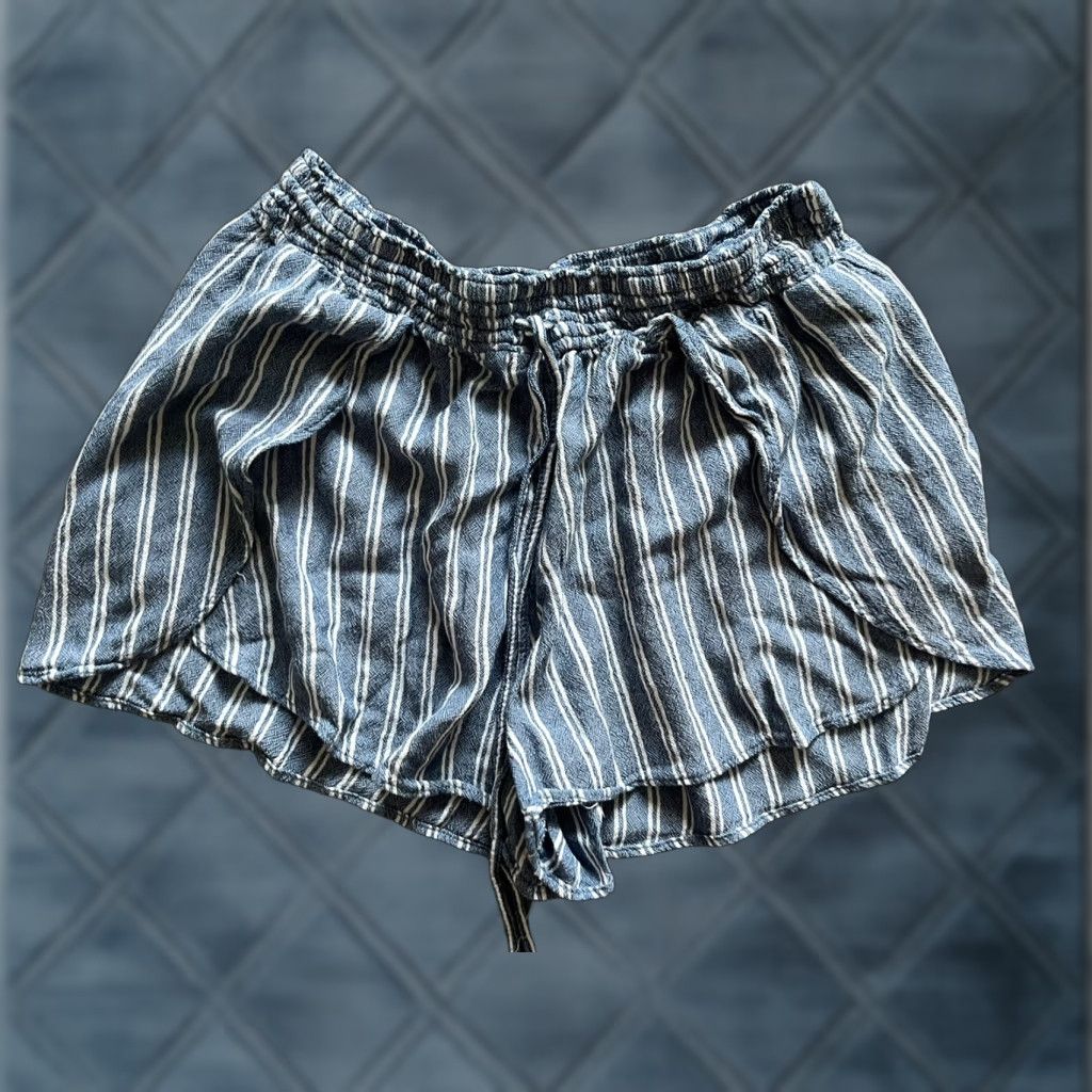 American Eagle Outfitters American Eagle Outfitters Shorts Women's XS Multicolor Blue White Stripe Elastic Waist Tasseled 2" Inseam 90s Bohemian Beach Womens Size 26" / US 2 / IT 38 - 1 Thumbnail