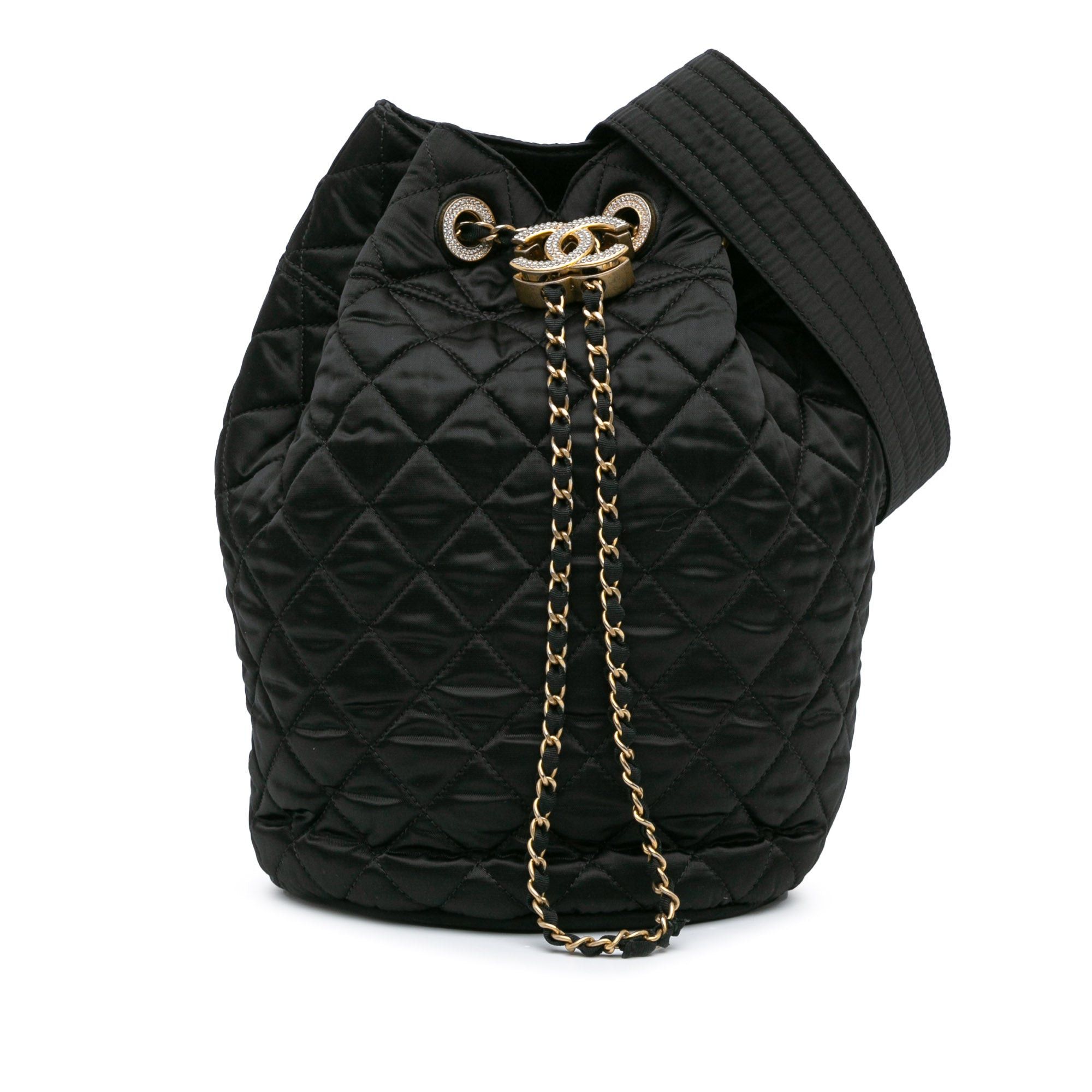 Chanel Chanel Quilted Nylon Crystal CC Drawstring Sling Bag Black Size ONE SIZE - 1 Thumbnail