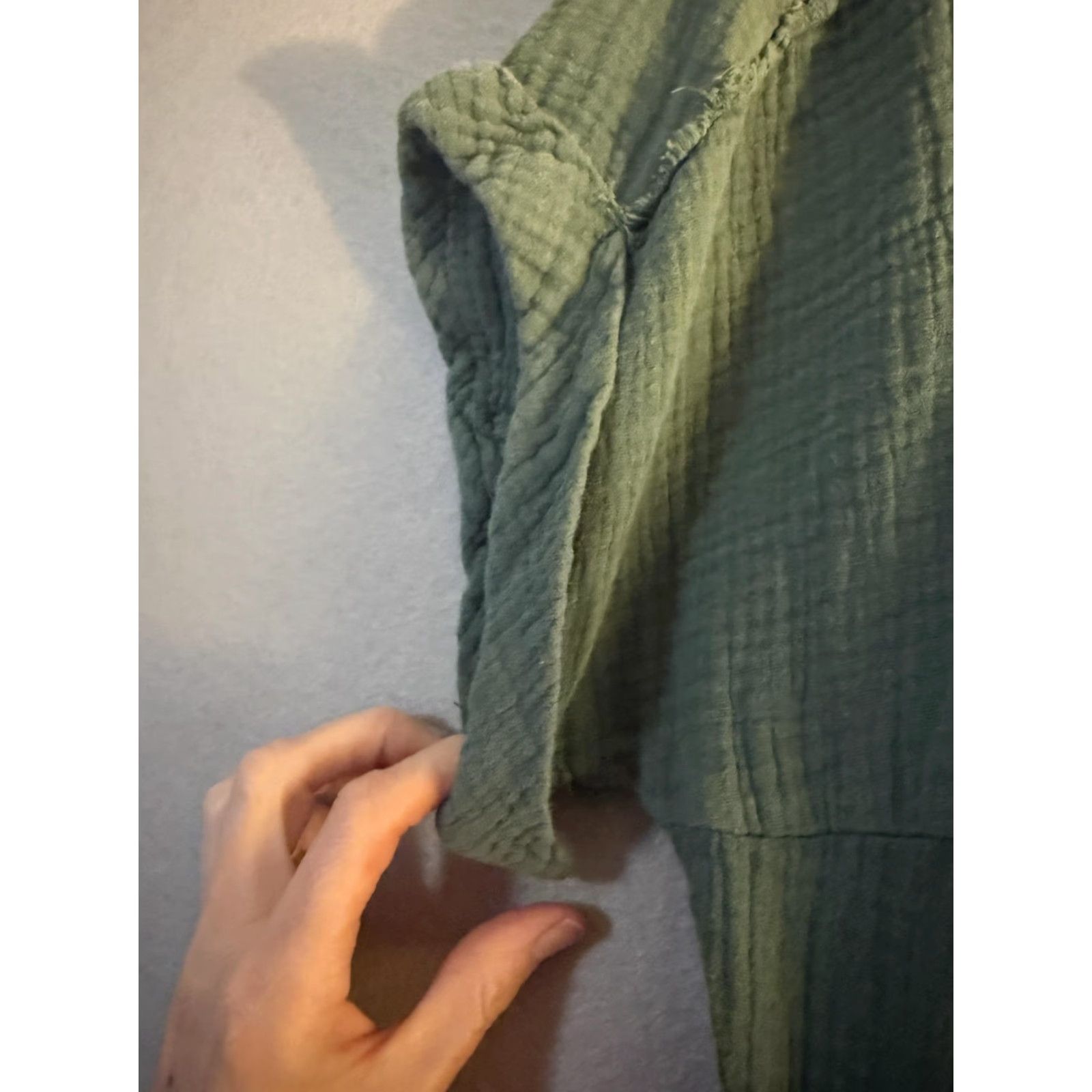 Vintage VINTAGE Entro Dress Womens Medium Green Cotton Gauze V Neck Swing Ruffle Hem Boho Tiered Size M / US 6-8 / IT 42-44 - 7 Thumbnail