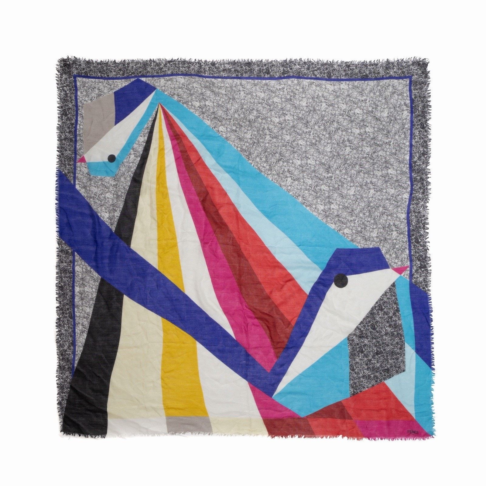 Fendi FENDI Abstract Geometric Birds Wool/Silk Square Scarf Shawl Size ONE SIZE - 1 Thumbnail