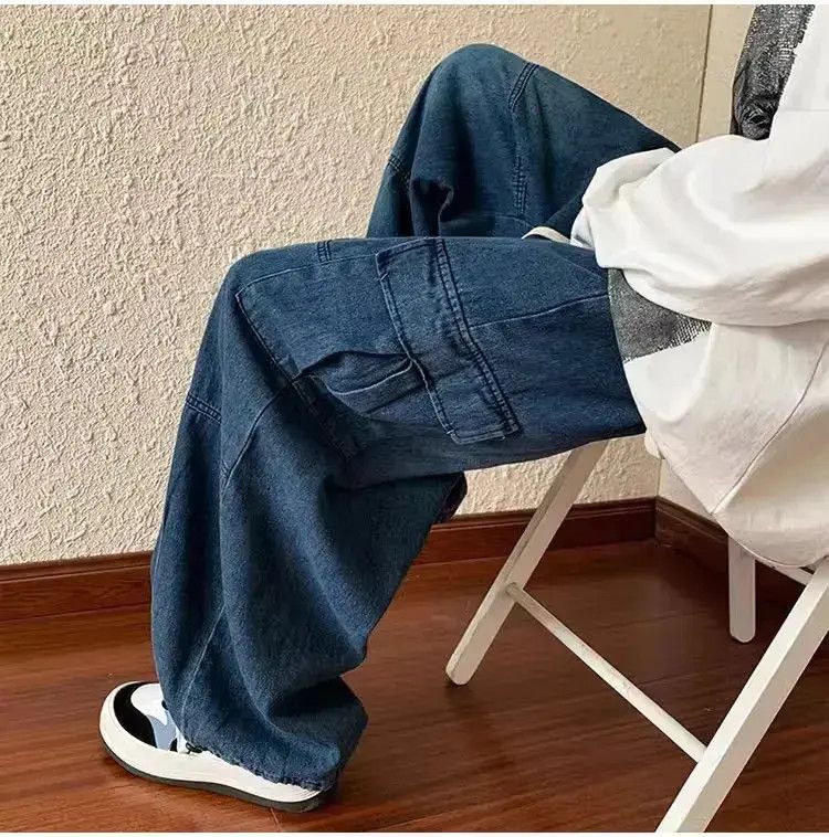 Japanese Brand Retro Loose Straight Washed Jeans Size US 34 / EU 50 - 4 Thumbnail