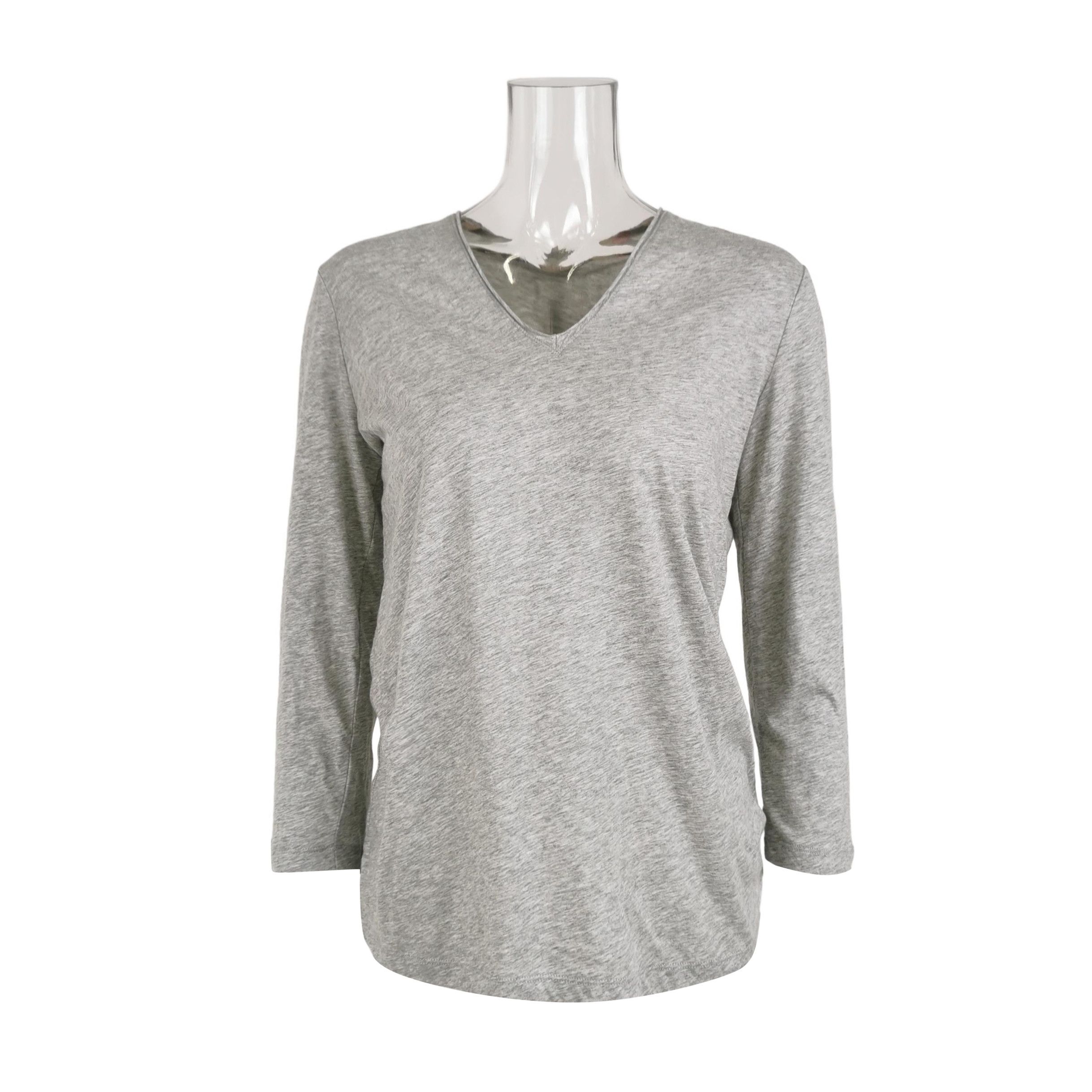 Burberry Burberry Brit Gray V-Neck Long Sleeve T-Shirt 0079 Size US M / EU 48-50 / 2 - 1 Thumbnail