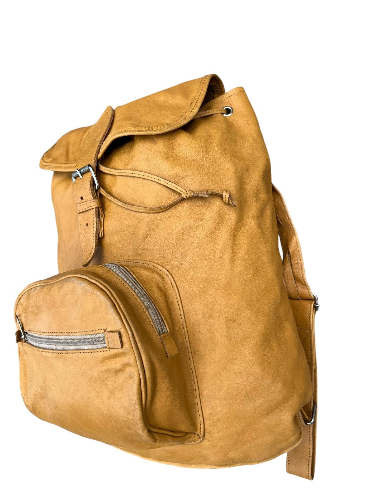Leather Vintage Unknown Japan Brand Patina Leather Backpack Bag Size ONE SIZE - 6 Thumbnail