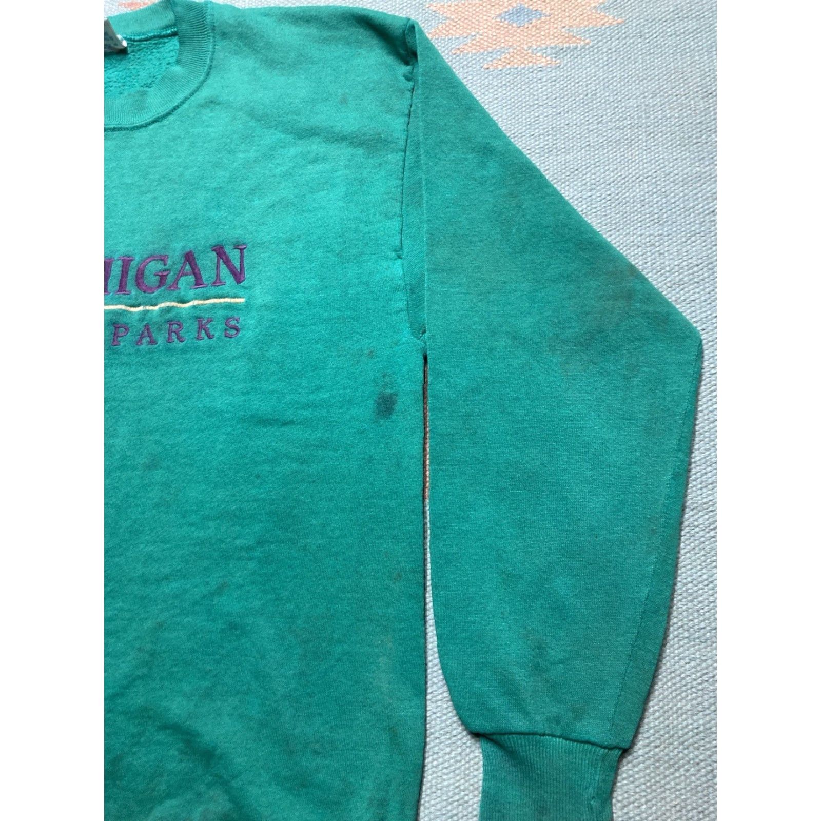 Vintage VINTAGE 80s Michigan State Parks Crewneck Sweatshirt Large Teal Mens Size US L / EU 52-54 / 3 - 2 Thumbnail