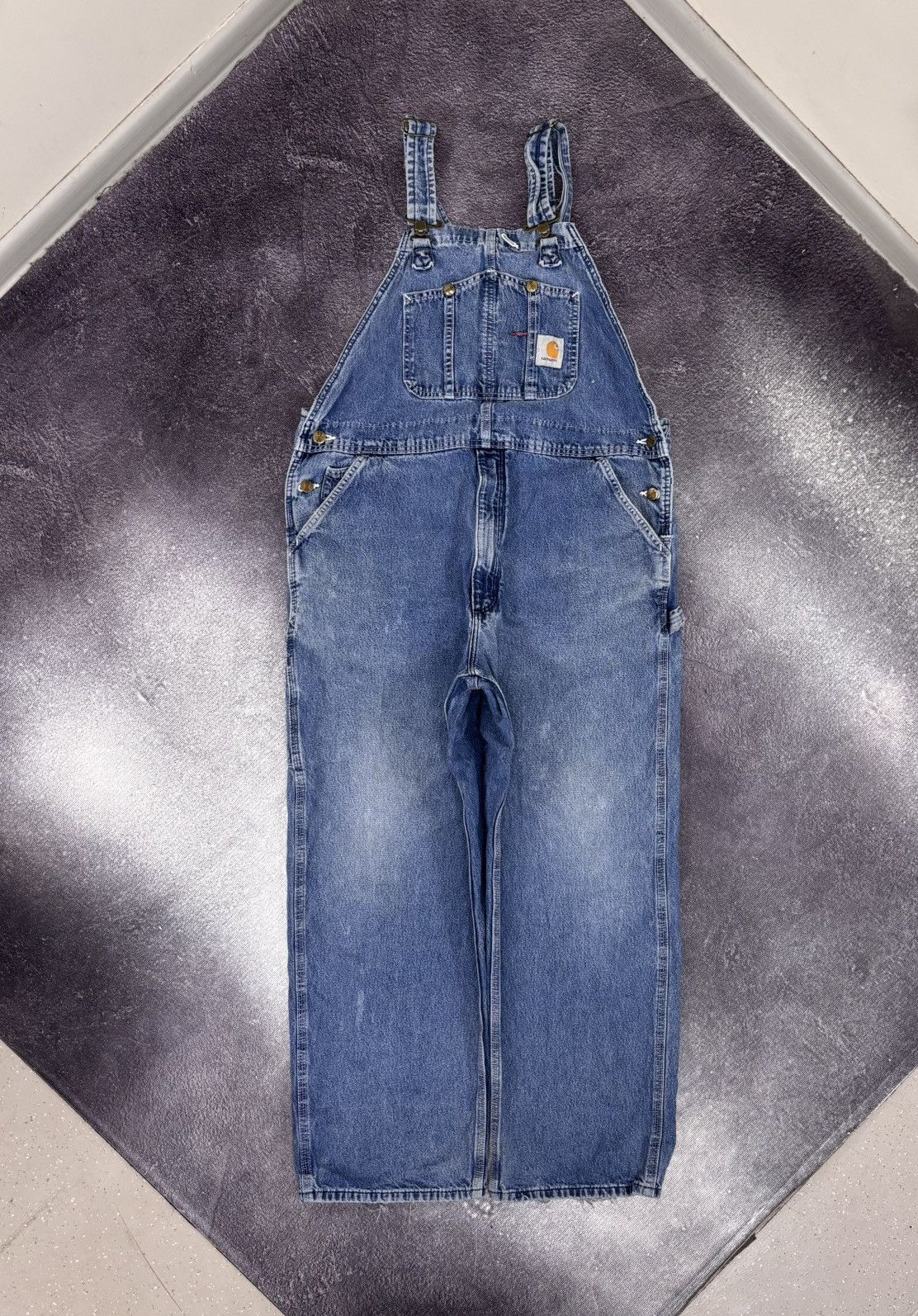 Carhartt Vintage Carhartt Blue Denim Bib Overalls R08 DNM Carpenter Size US 38 / EU 54 - 1 Thumbnail