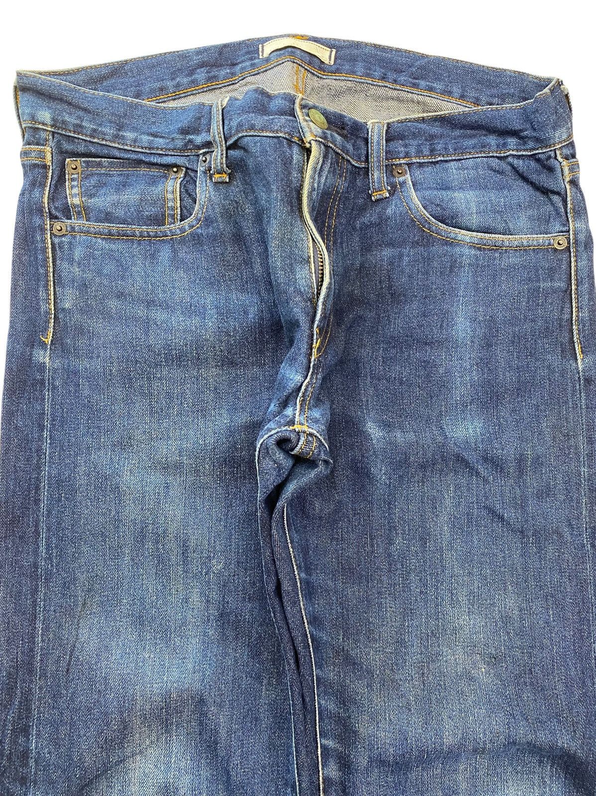 Uniqlo Uniqlo X Selvedge Blue Wash Knee Style Straight Leg Jeans Size US 32 / EU 48 - 2 Thumbnail
