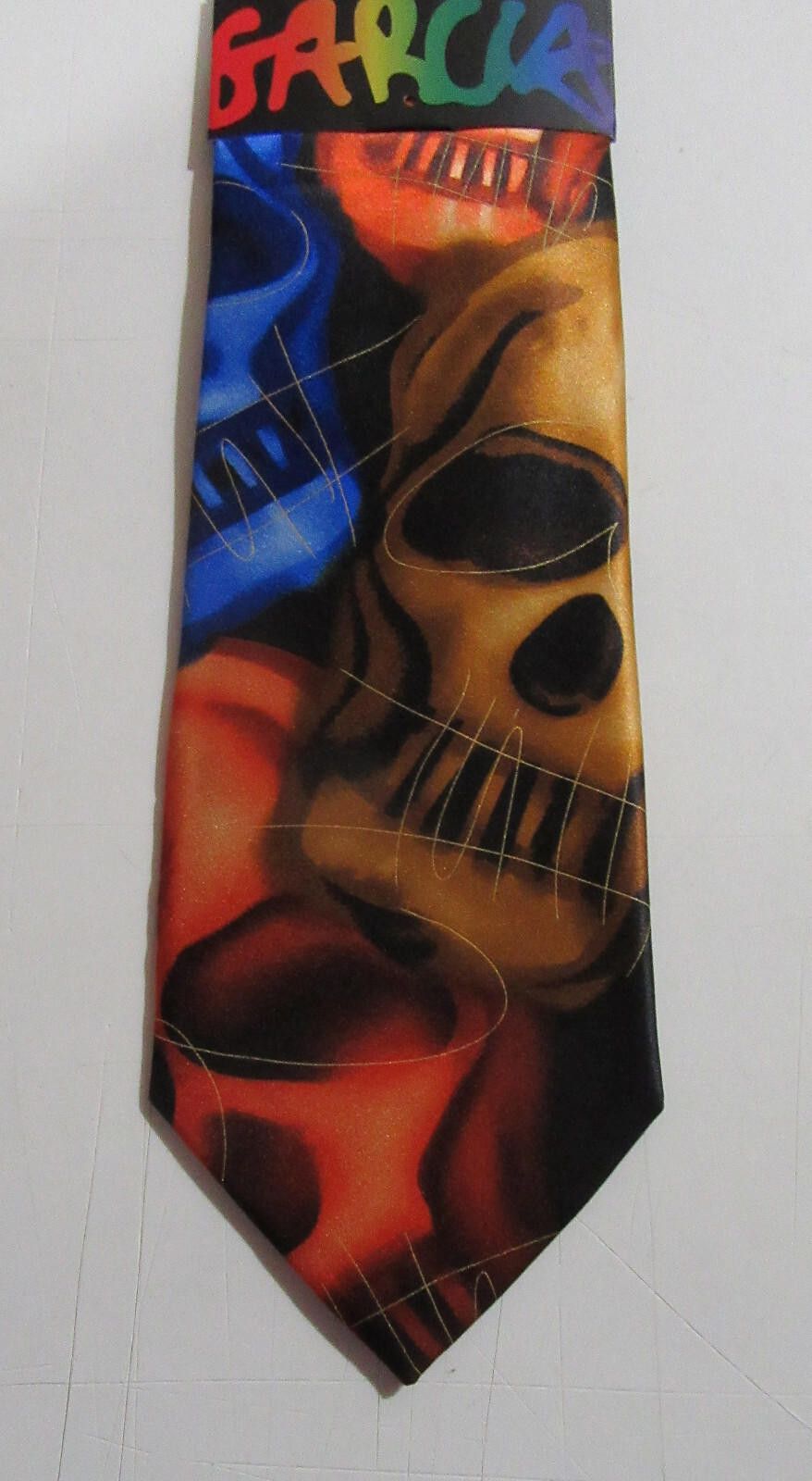 Designer Jerry Garcia 62 Plague Entity Skull Neck Tie Blue Green Size ONE SIZE - 11 Thumbnail