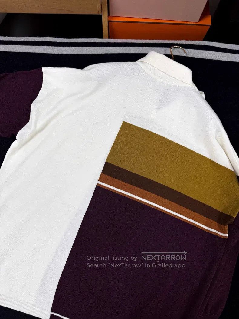 Loewe Loewe Multicolor Khaki Wine Red Long Sleeve Polo Shirt Size S / US 4 / IT 40 - 2 Thumbnail