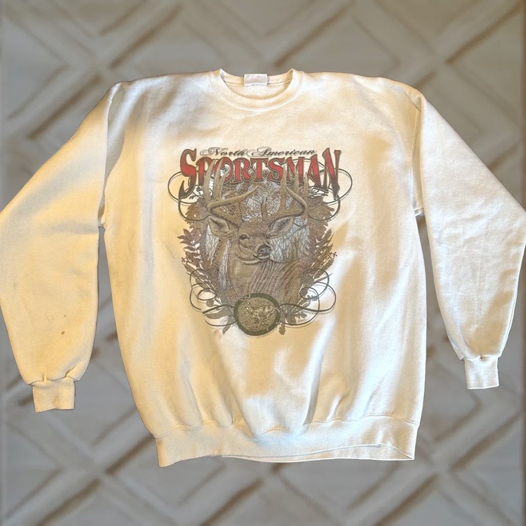 Vintage VINTAGE North American Sportsman Field Master 2XL Tan Crewneck Sweatshirt Men Buck 90s Crew Neck Pullover Size US XXL / EU 58 / 5 - 1 Thumbnail