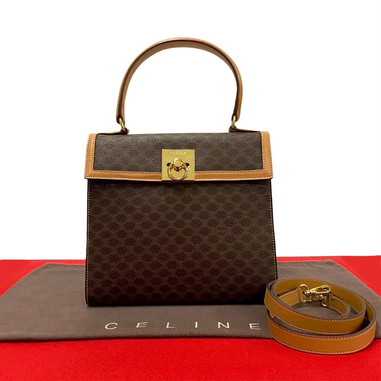 Celine Celine Macadam Blazon 2Way Bag Leather Shoulder Bag in Brown, Women's