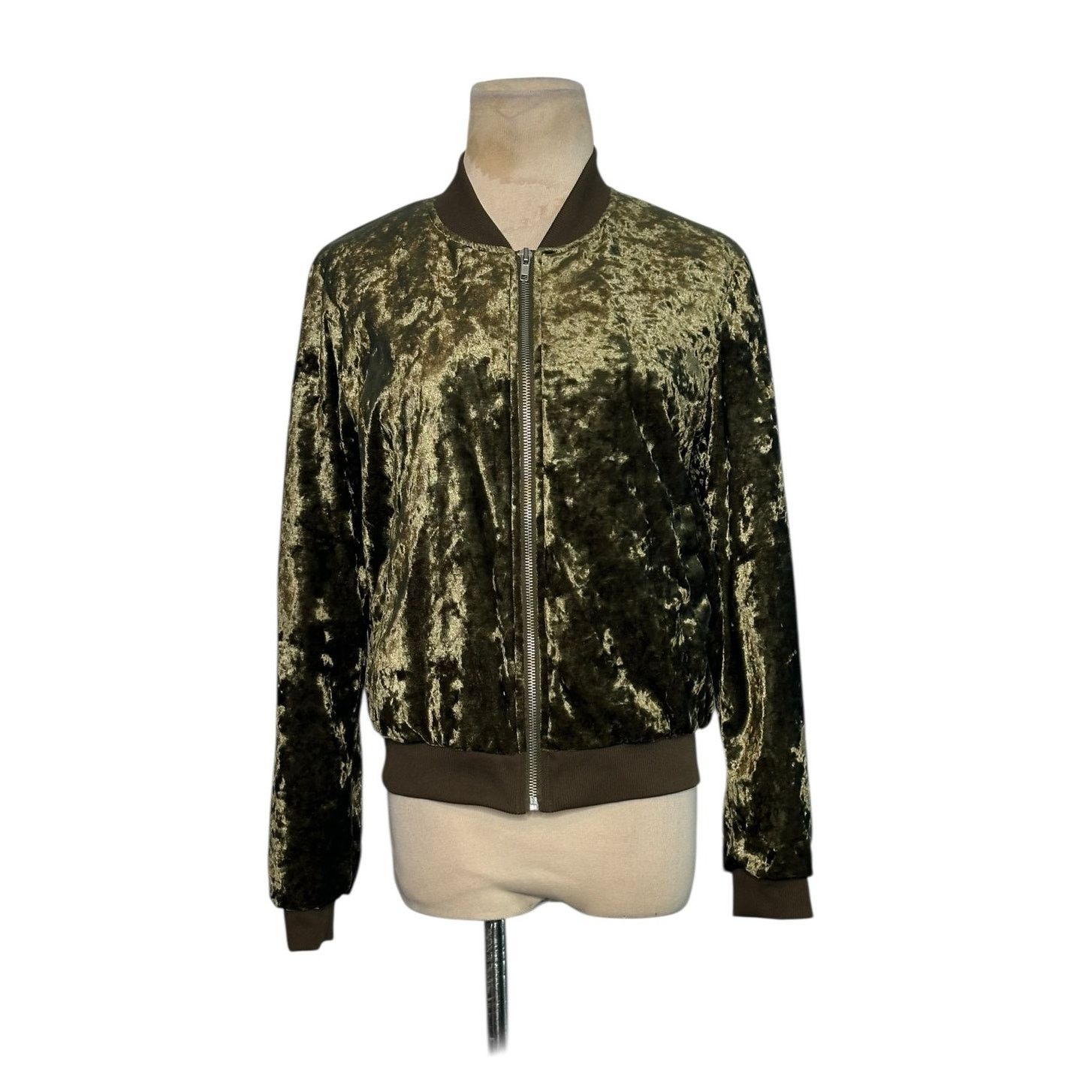 Forever 21 Forever 21 green velvet full zipper jacket size Small Size S / US 4 / IT 40 - 11 Thumbnail