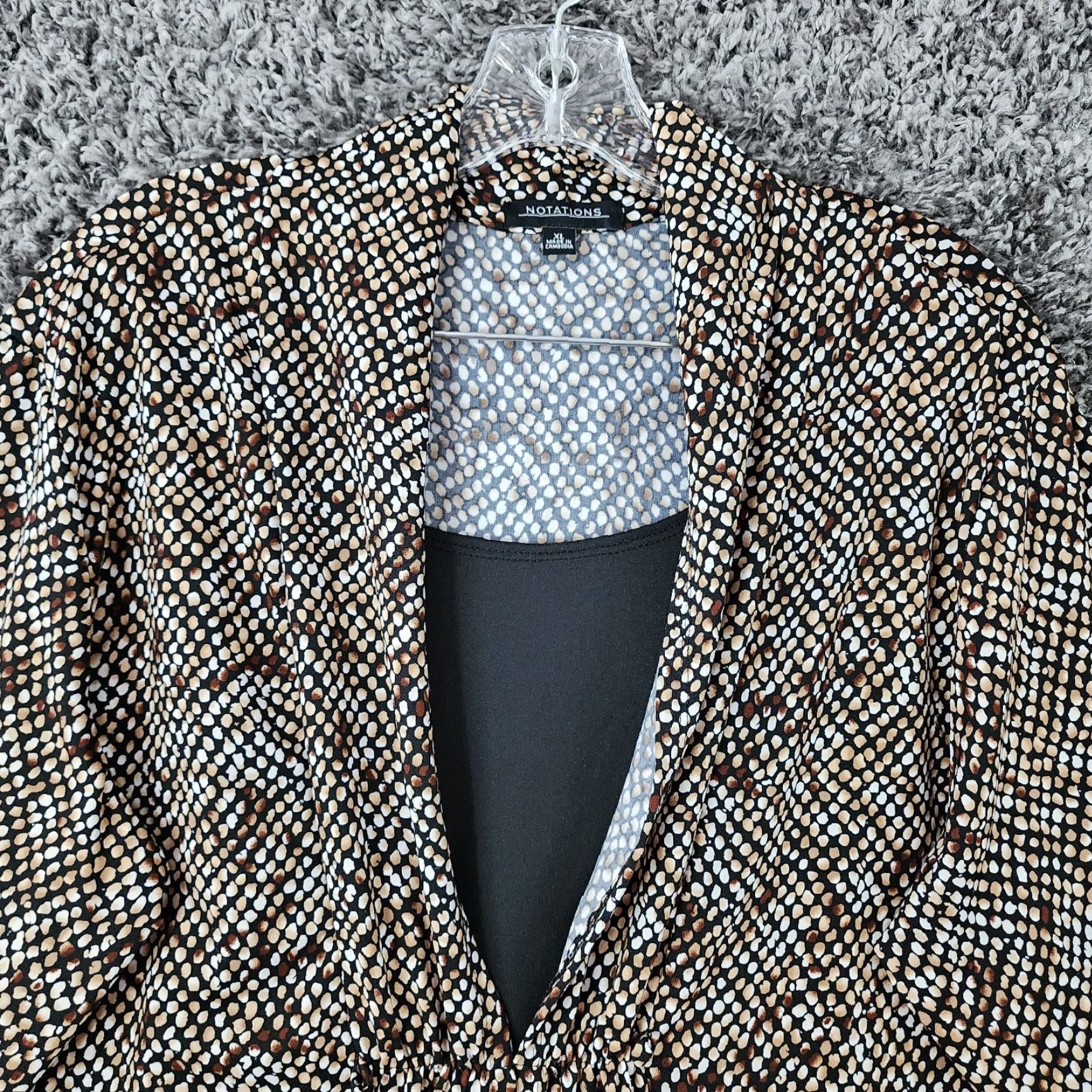 Vintage Notations Blouse Women Long Sleeve XL Brown Spotted Dress Shirt Womens XL Brown Spotted Blouse Size XL / US 12-14 / IT 48-50 - 3 Thumbnail