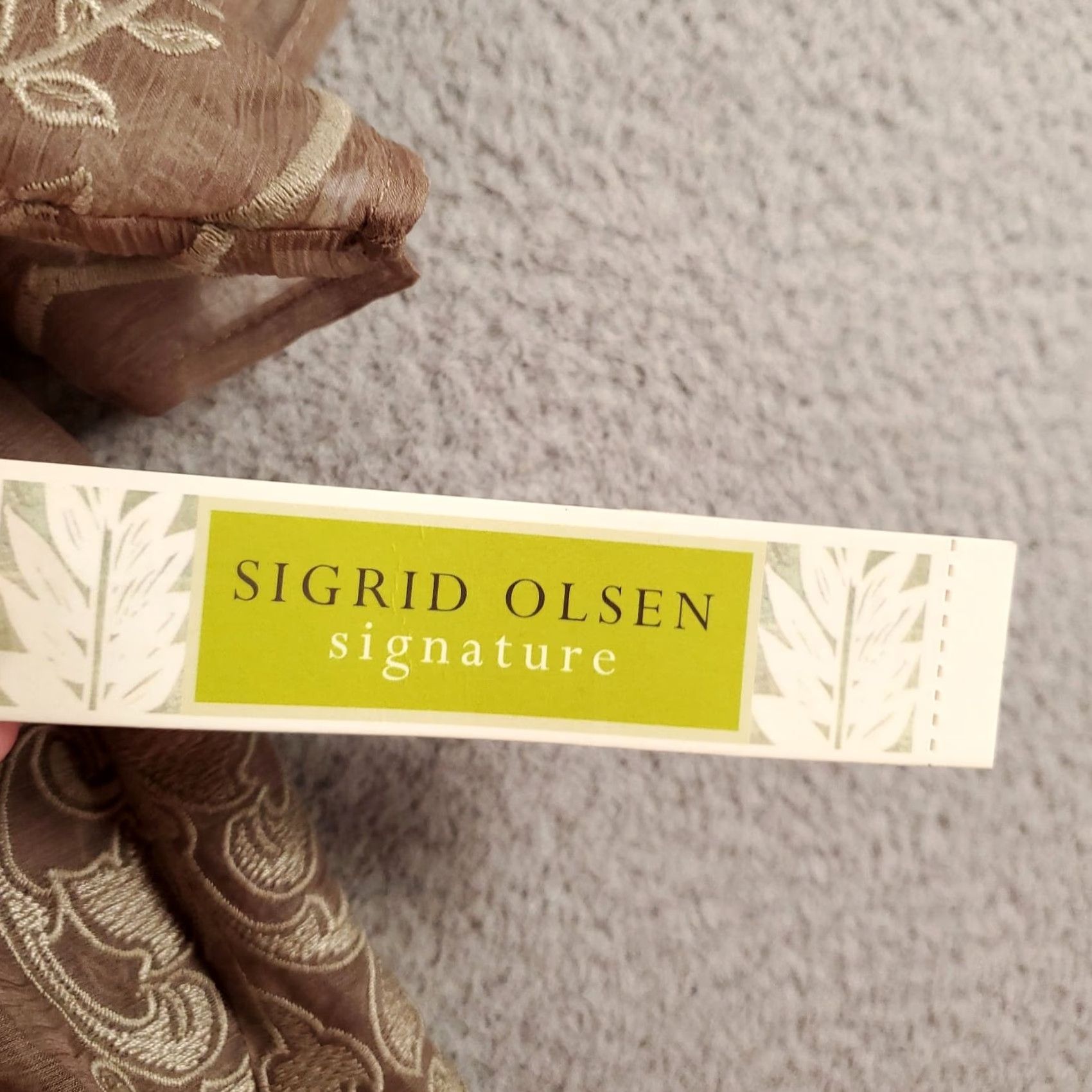 Vintage Sigrid Olsen Blouse Shirt Womens L Brown Tan Embroidered Sheer V-Neck Short Sleeve NWT W/ Tags Size L / US 10 / IT 46 - 7 Thumbnail