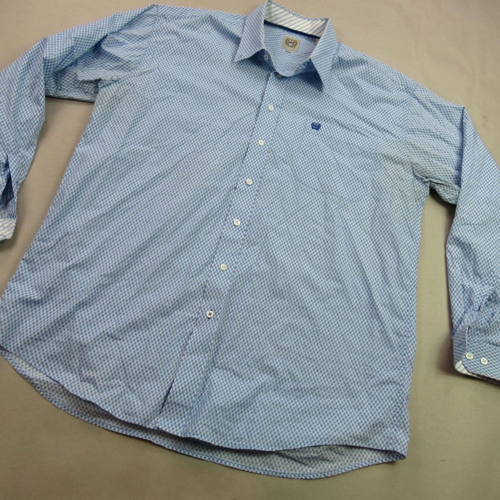 Vintage Cinch Shirt XL Blue Long Sleeve Button Front Casual Lightweight Mens Size US XL / EU 56 / 4 - 2 Thumbnail