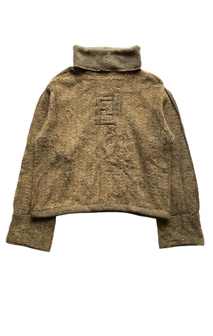 Fendi Vintage 80s Logo Ribbed knit turtleneck Sweatshirt Size S / US 4 / IT 40 - 1 Thumbnail