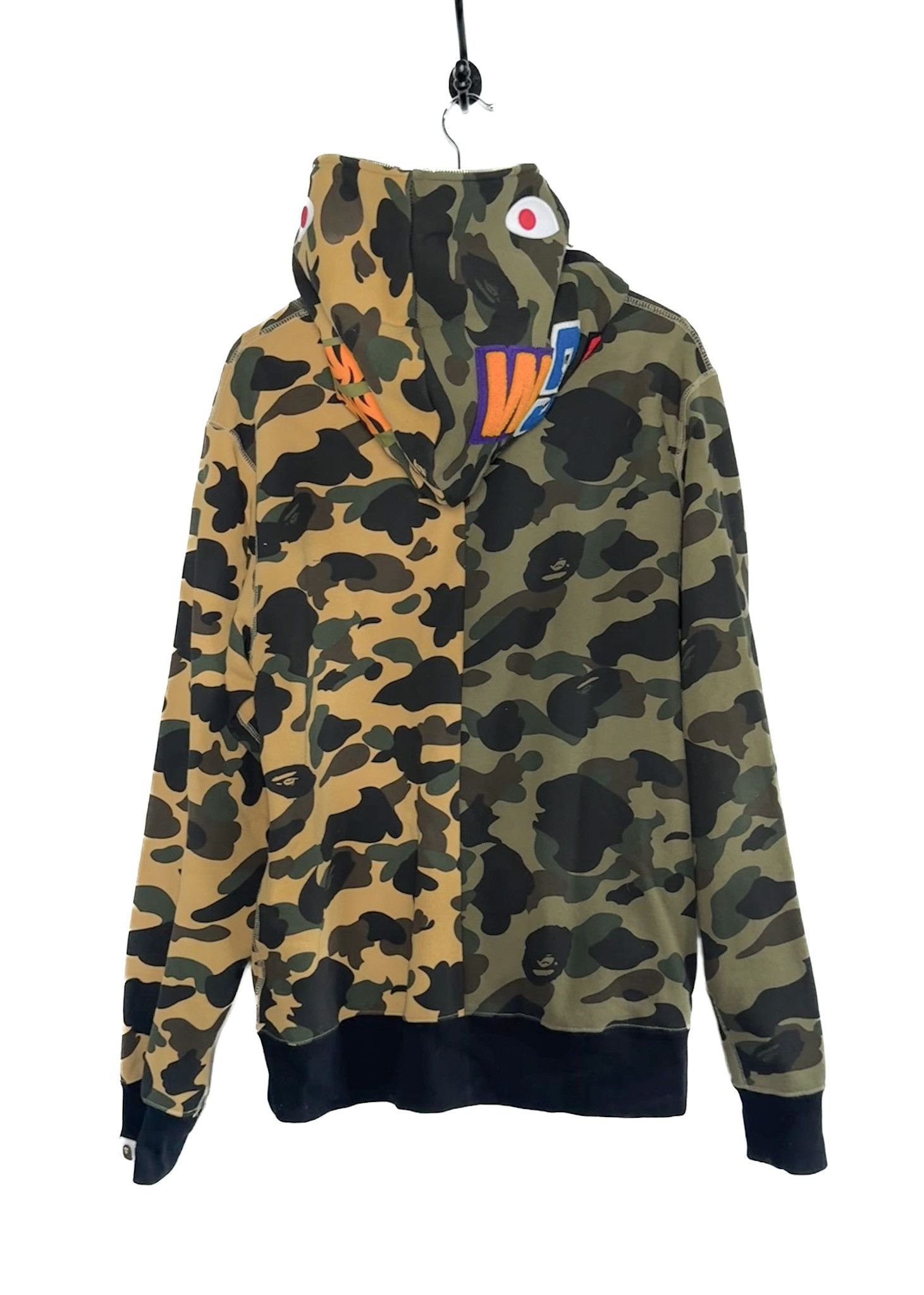 Bape Bape Beige Green Half Half Shark Hoodie Size US XL / EU 56 / 4 - 4 Thumbnail