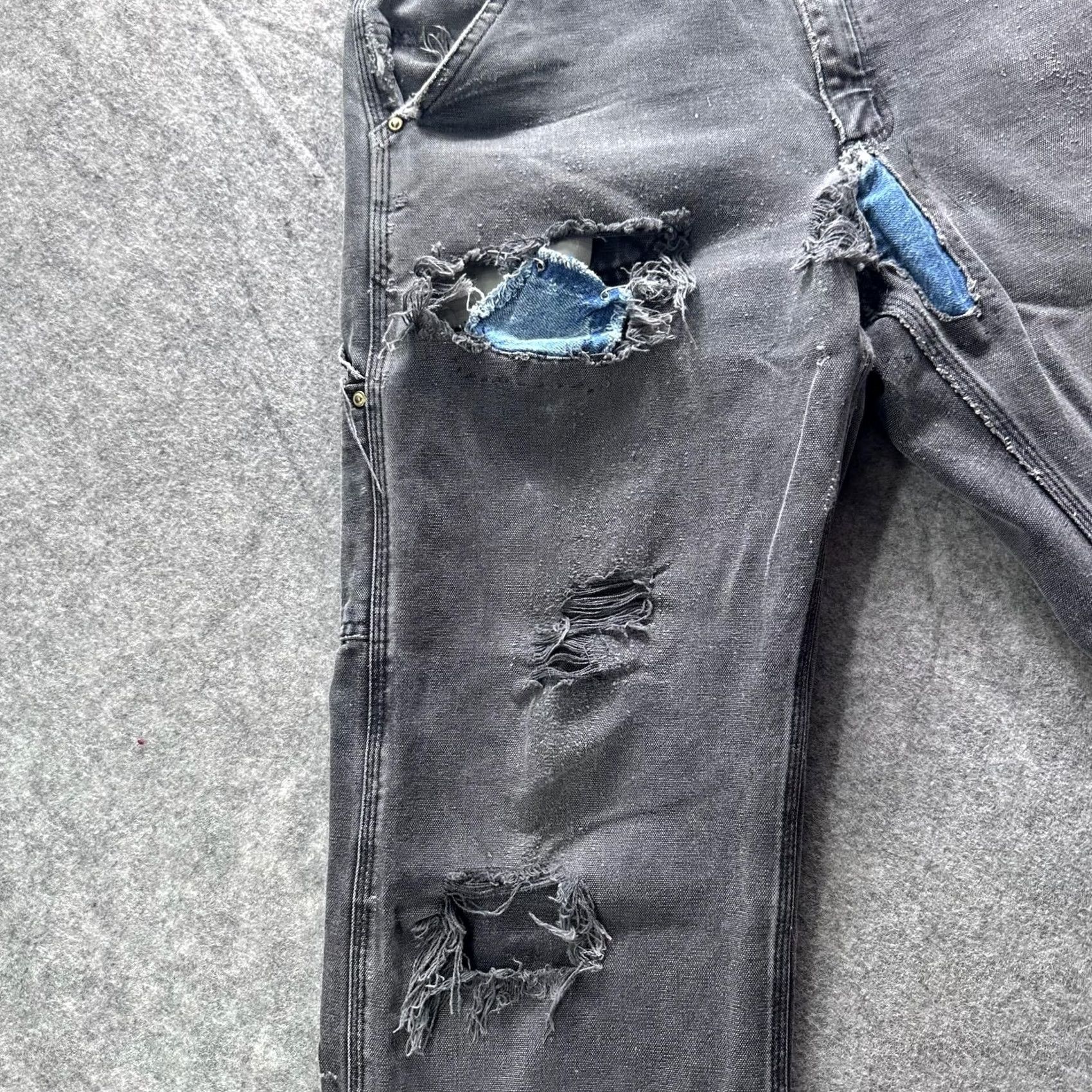 Carhartt VINTAGE Carhartt Pants Mens 33x30 Gray Denim Carpenter Relaxed Distressed Pants Men's Gray Denim Carpenter Workwear 90s Mens Size US 33 - 2 Thumbnail