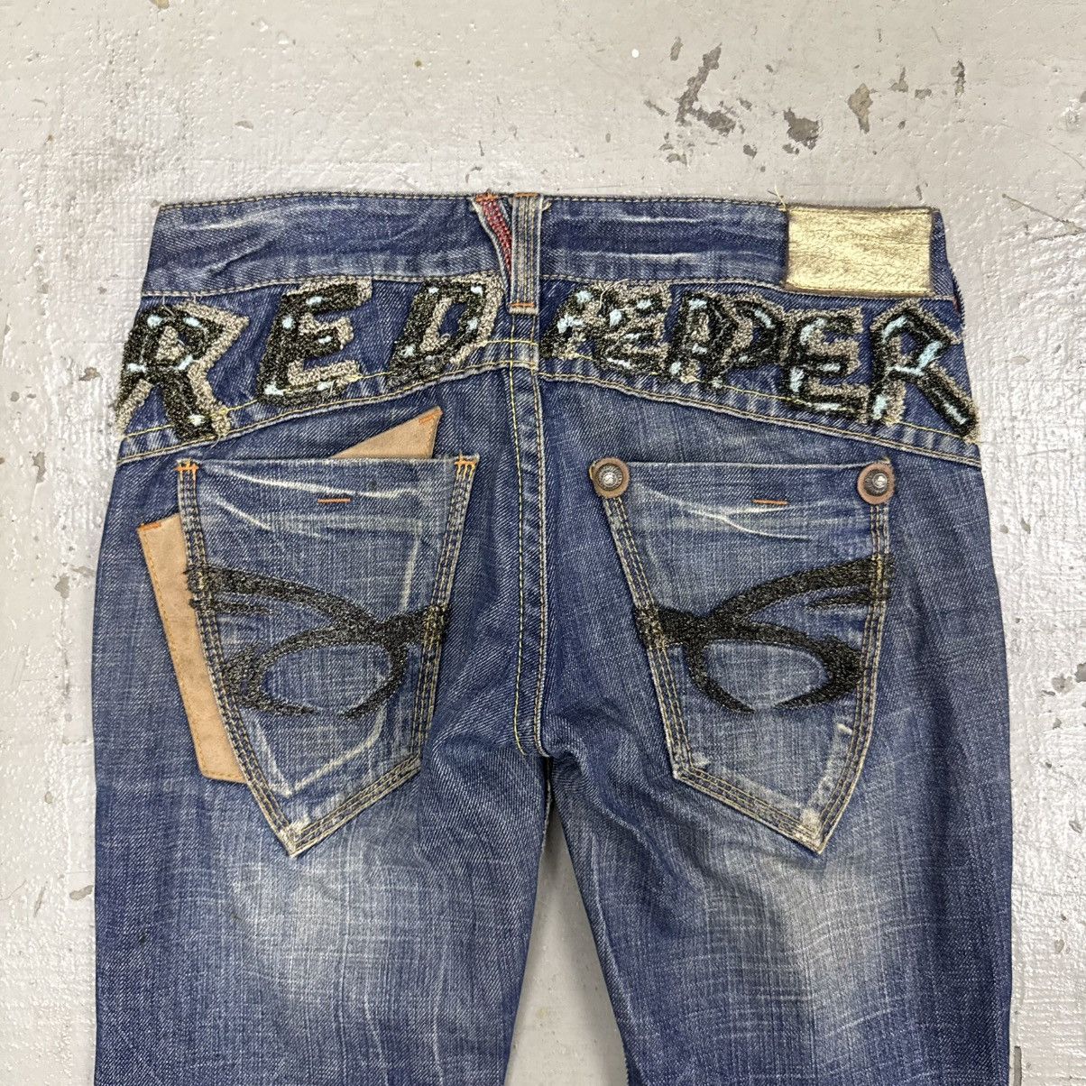 If Six Was Nine Embroidered Red Pepper MudWash Flare Jeans Pants Size US 30 / EU 46 - 10 Thumbnail