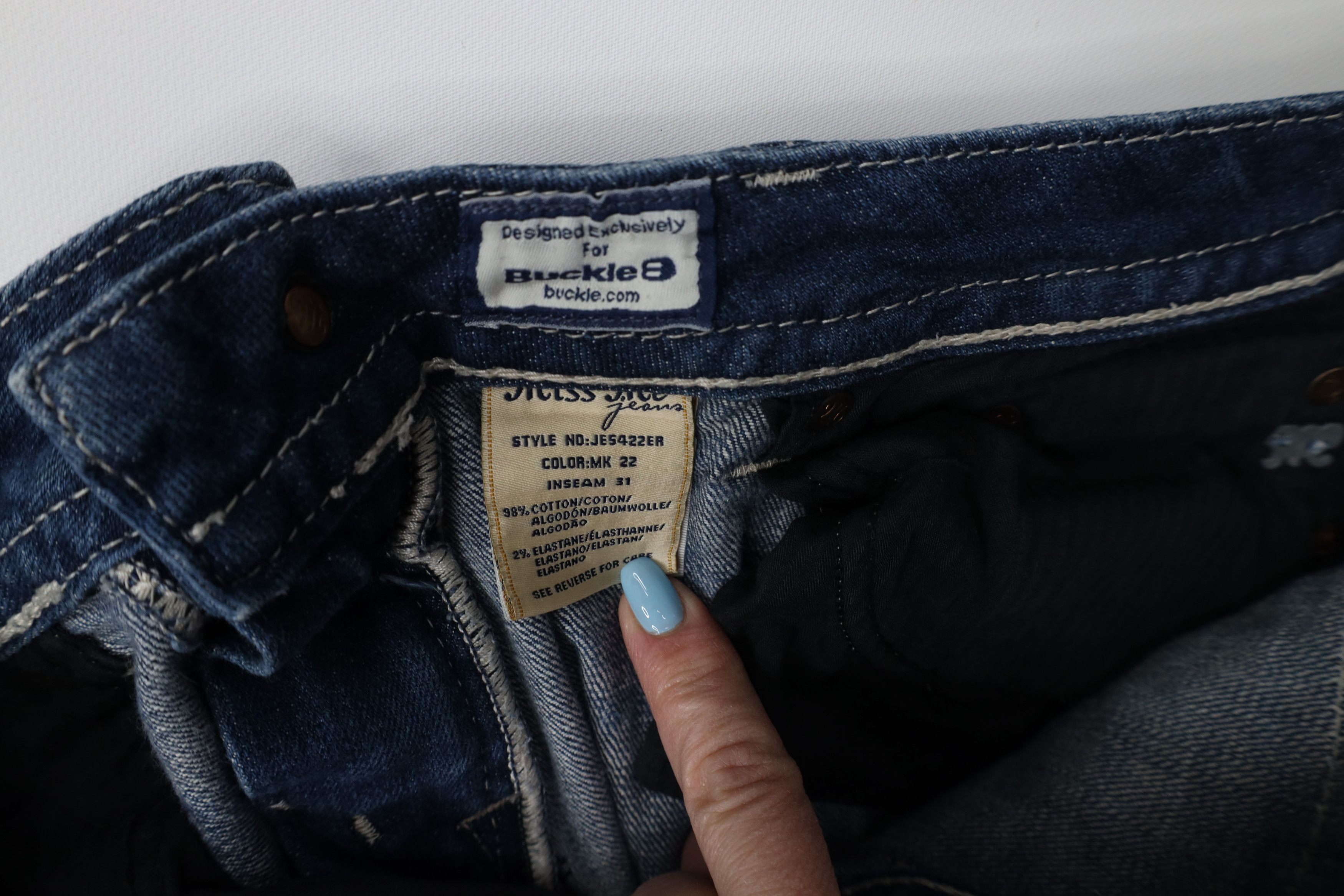 Miss Me Miss Me Rhinestone Thick Stitch Easy Boot Cut Flared Jeans Size 30" / US 8 / IT 44 - 11 Thumbnail