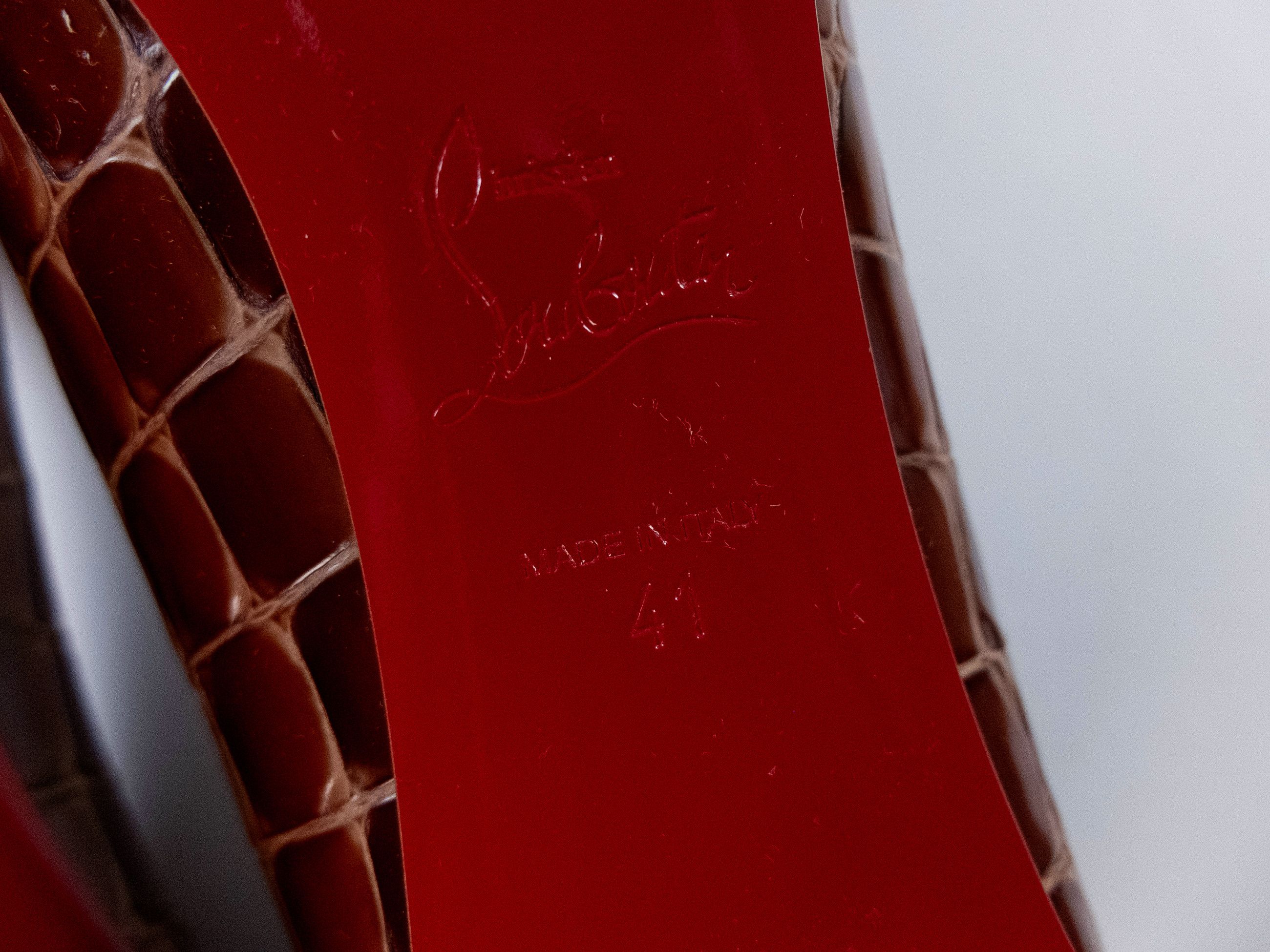 Christian Louboutin CHRISTIAN LOUBOUTIN Kate brown alligator embossed pumps 11 Size US 11 / IT 41 - 10 Thumbnail