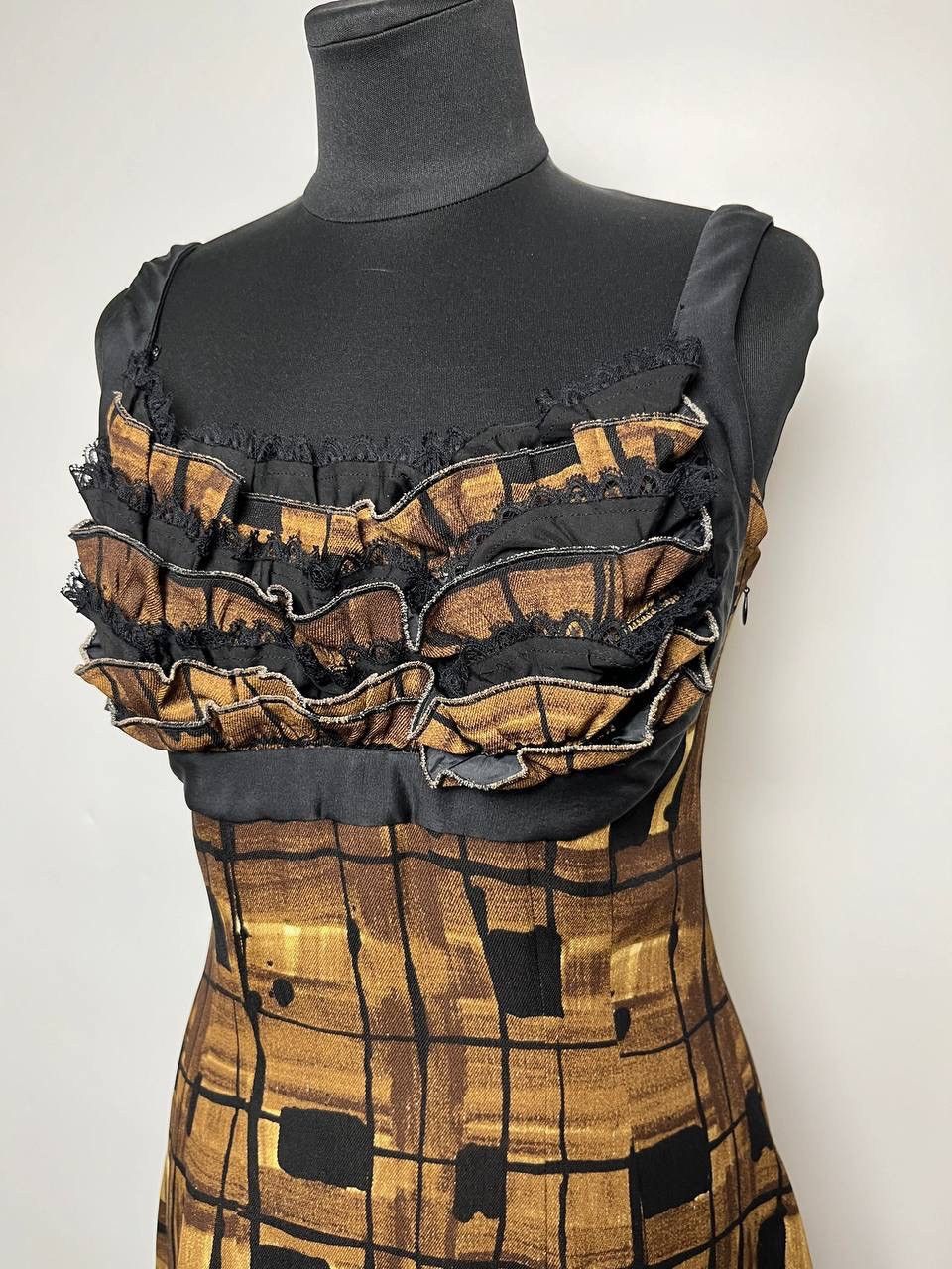 Prada Prada Luxury Ruffle Trim Printed Rare Dress Size S / US 4 / IT 40 - 3 Thumbnail