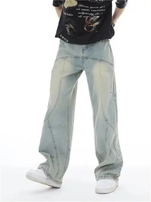 Designer × Japanese Brand × Jean Y2K Topstitched Straight-leg Jeans Size US 28 / EU 44 - 2 Thumbnail