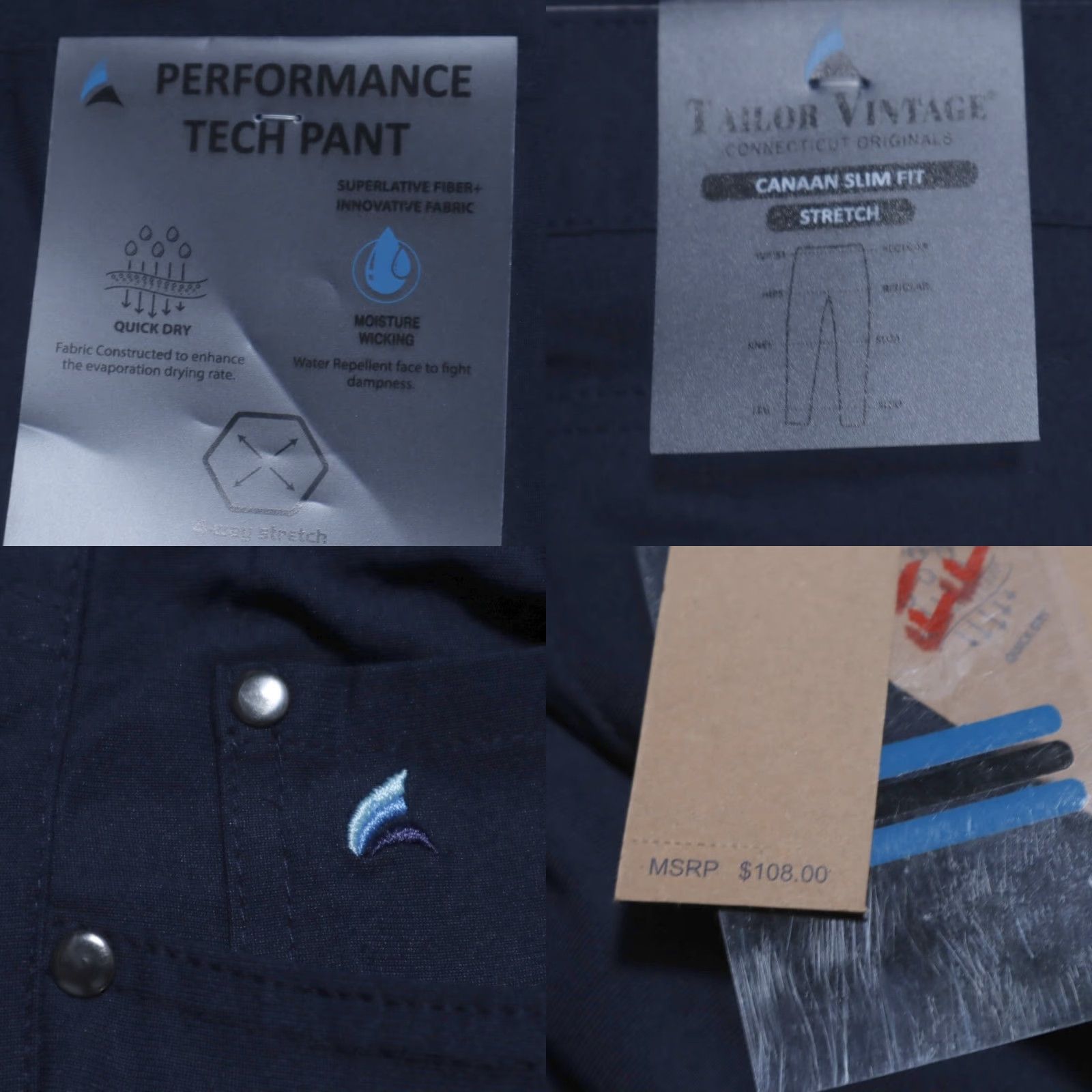 Vintage Tailor Vintage Luxeperformance Canaan Slim Fit Polyester Woven Chino Pants Navy Blue Men's 38 Size US 38 / EU 54 - 8 Thumbnail
