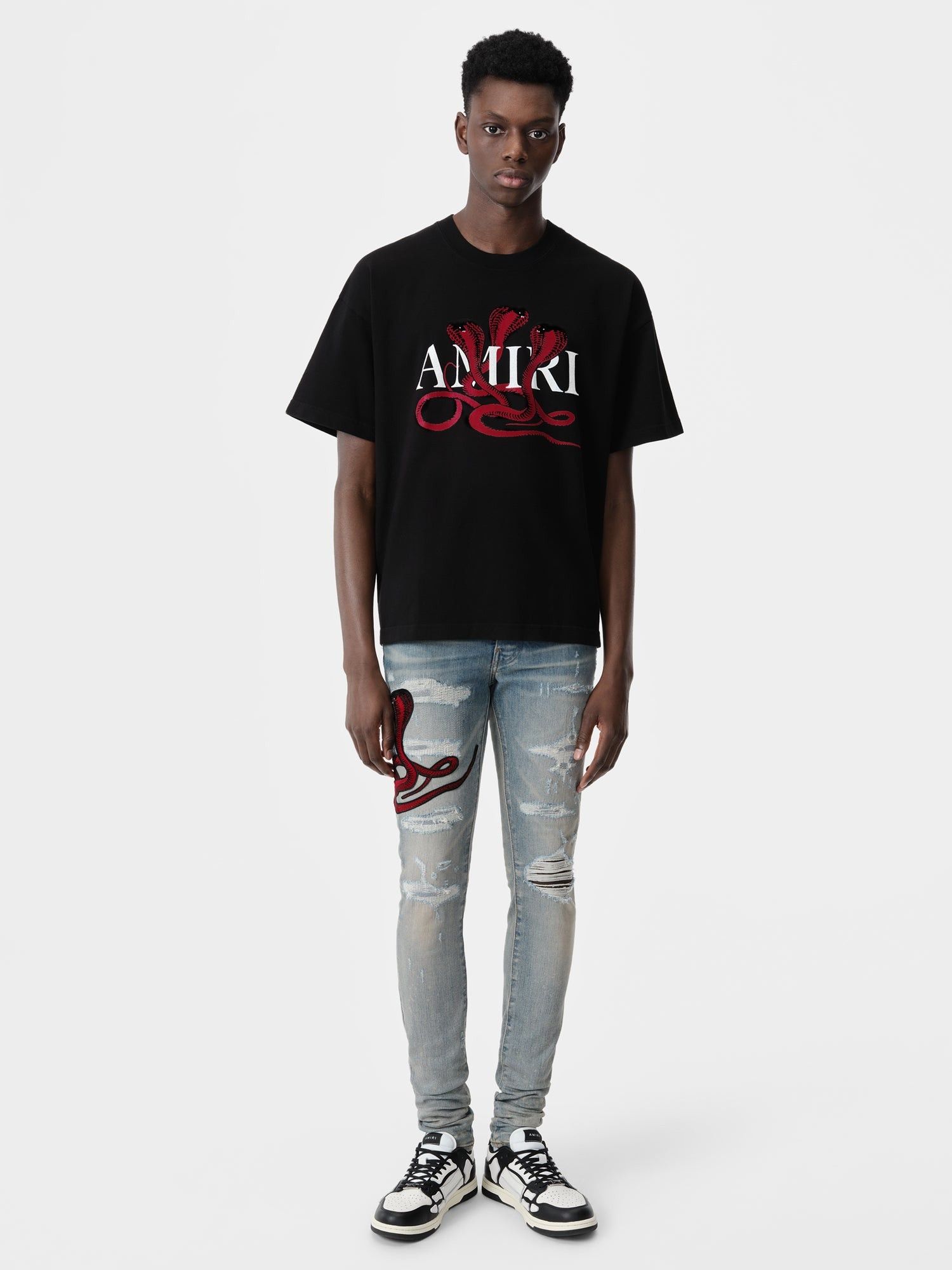 Amiri o1orln1025 Glitter Poison Logo Skater T-Shirt in Black Size US L / EU 52-54 / 3 - 2 Thumbnail