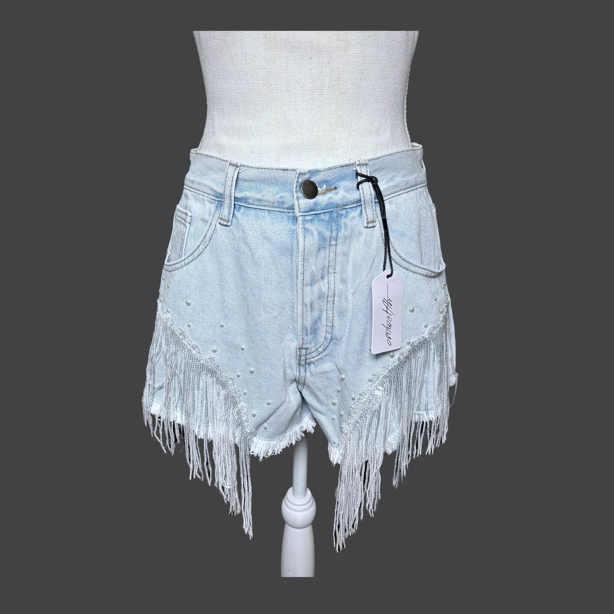 Other On Twelfth Light Indigo Sequin & Fringed Denim Shorts Sz M Size 28" / US 6 / IT 42 - 5 Thumbnail
