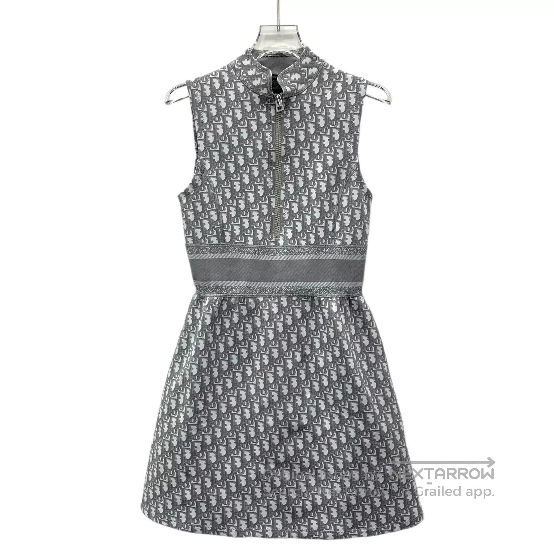 Dior gray logo sleeveless half-zip dress. Size M / US 6-8 / IT 42-44 - 1 Thumbnail