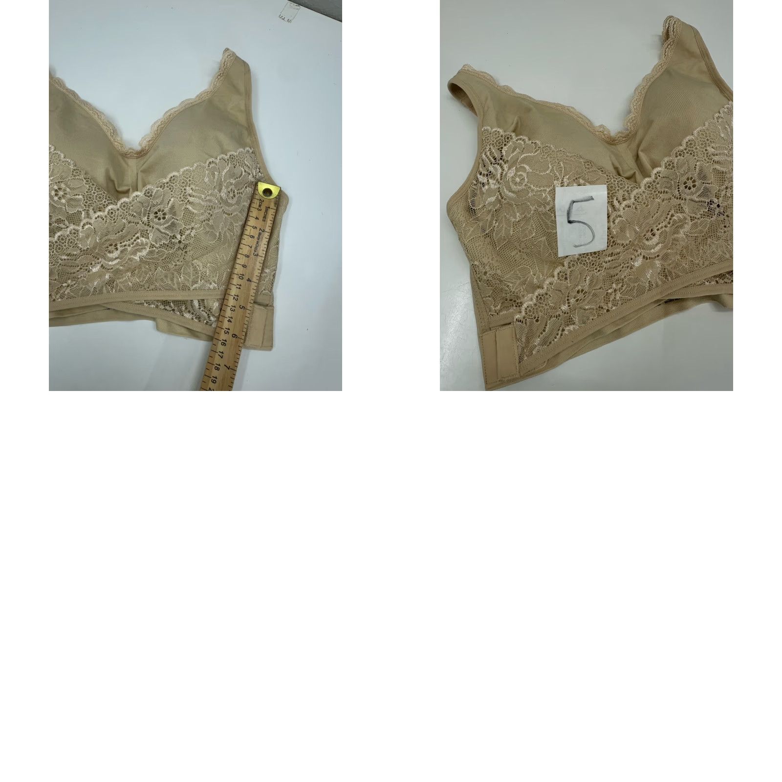 Vintage Cara Mia Womens Bra Size 2X Tan Lace Front Criss Cross Straps Padded Adjustable Wirefree 2XL Brown Front Hook & Eye Plus Size Women Ballpark Size ONE SIZE - 8 Thumbnail