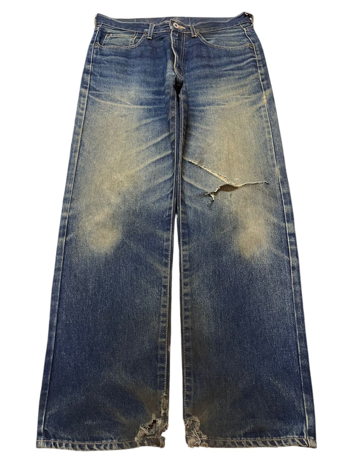 Kapital Vintage Japanese Brand Mud Wash Style Distress Loose Jeans Size US 32 / EU 48 - 1 Thumbnail