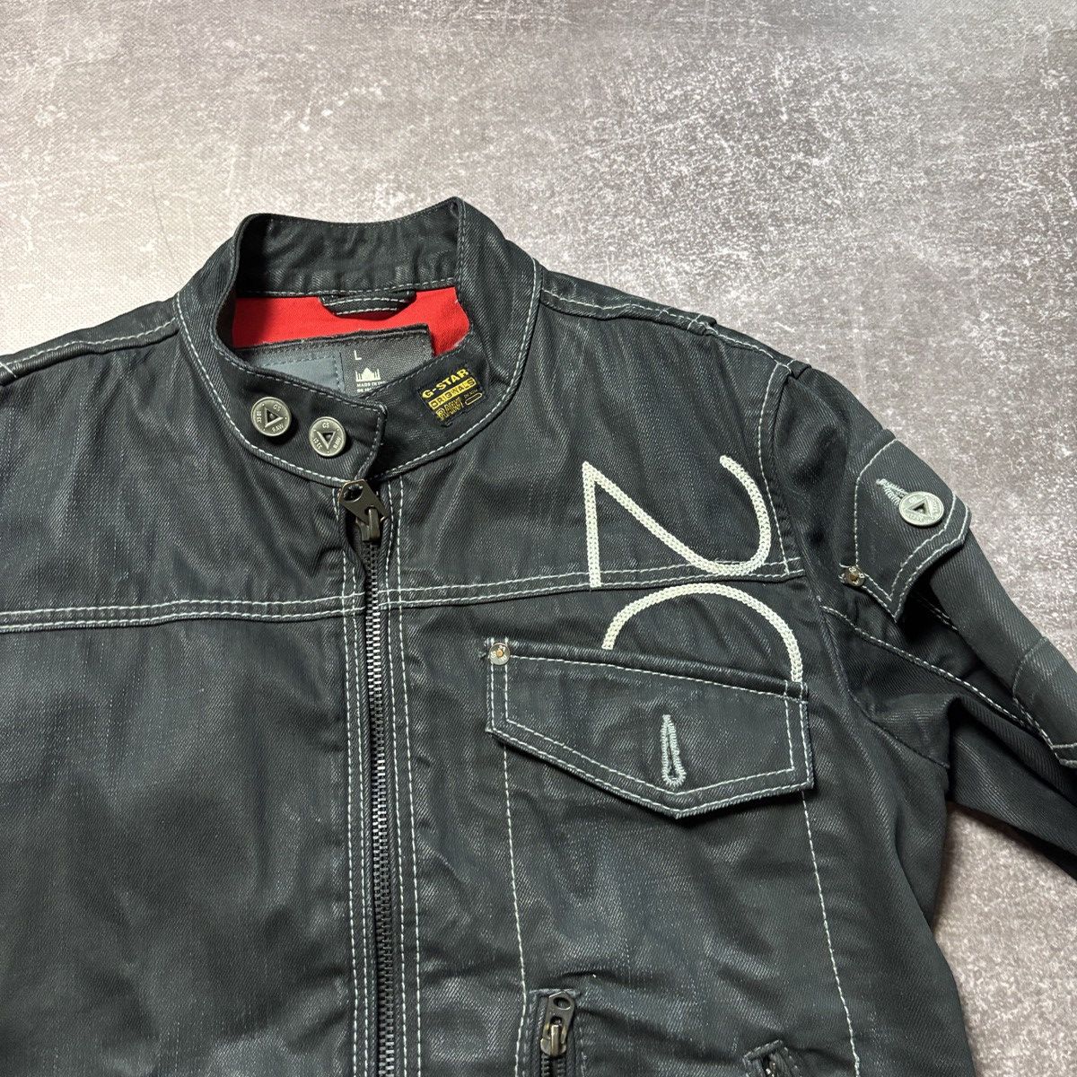 Japanese Brand G star raw denim biker motorcycle jacket japan vibe y2k 90s Size US L / EU 52-54 / 3 - 3 Thumbnail